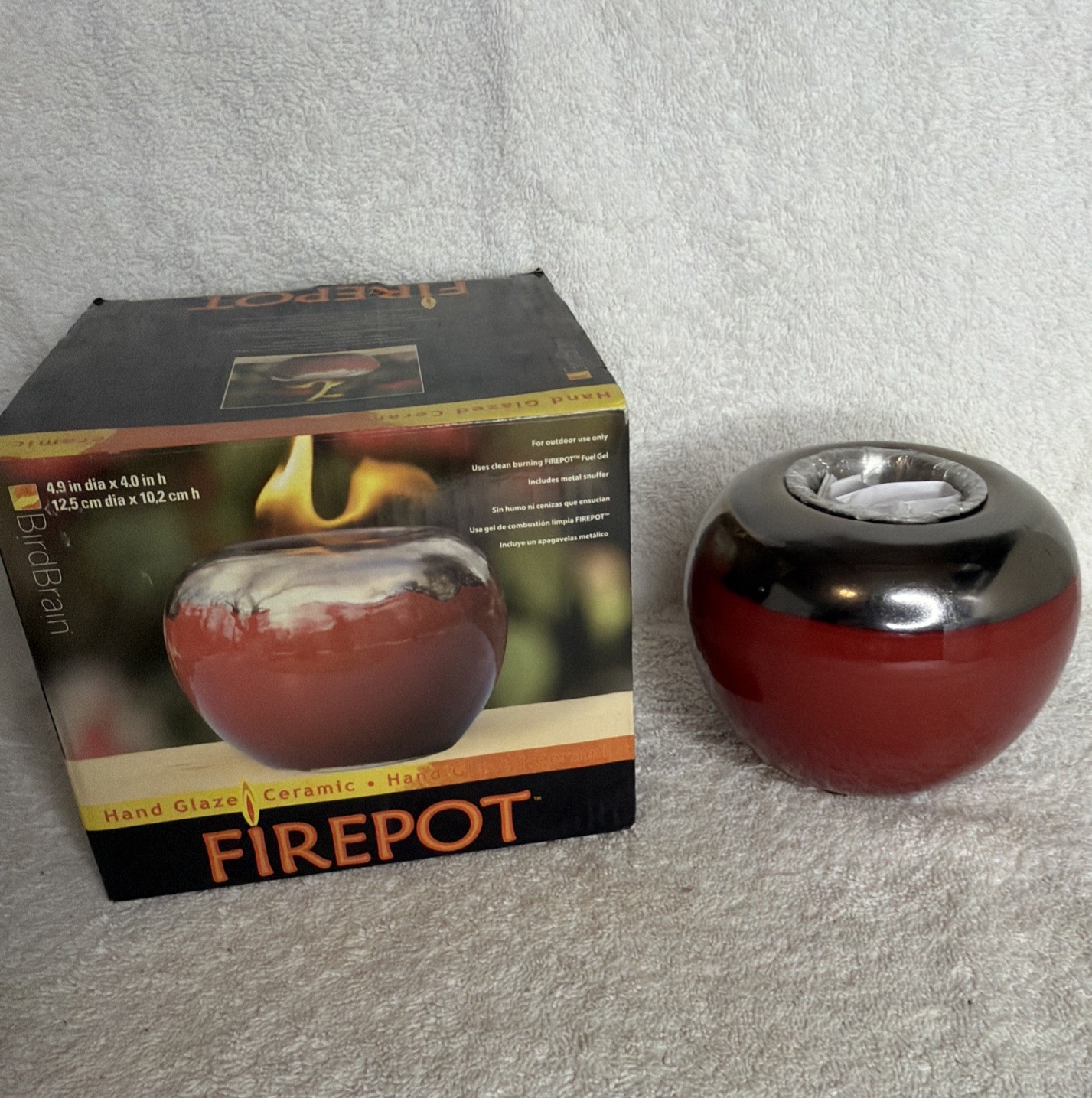 Firepot Hand Glazed Ceramic Red by Bird Brain Open Box