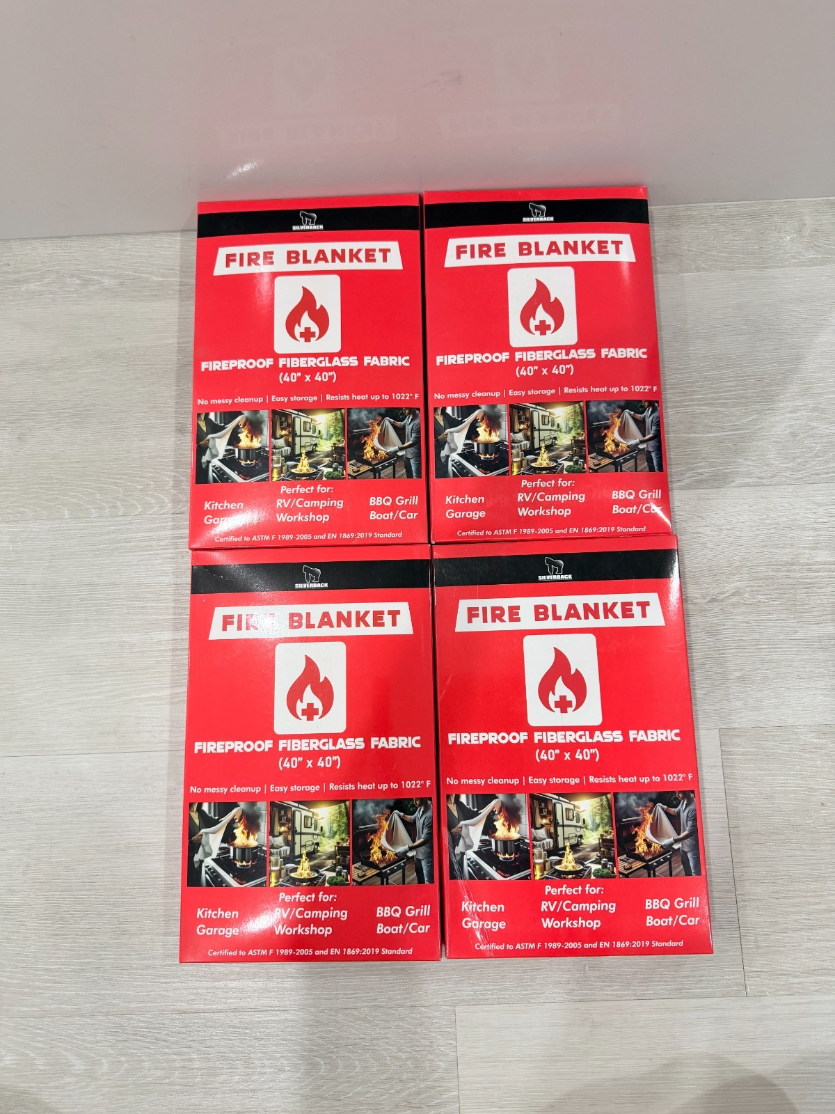 Silverback Fire Blanket 40"x40" Fireproof Fiberglass Emergency Blanket 4 PackNEW