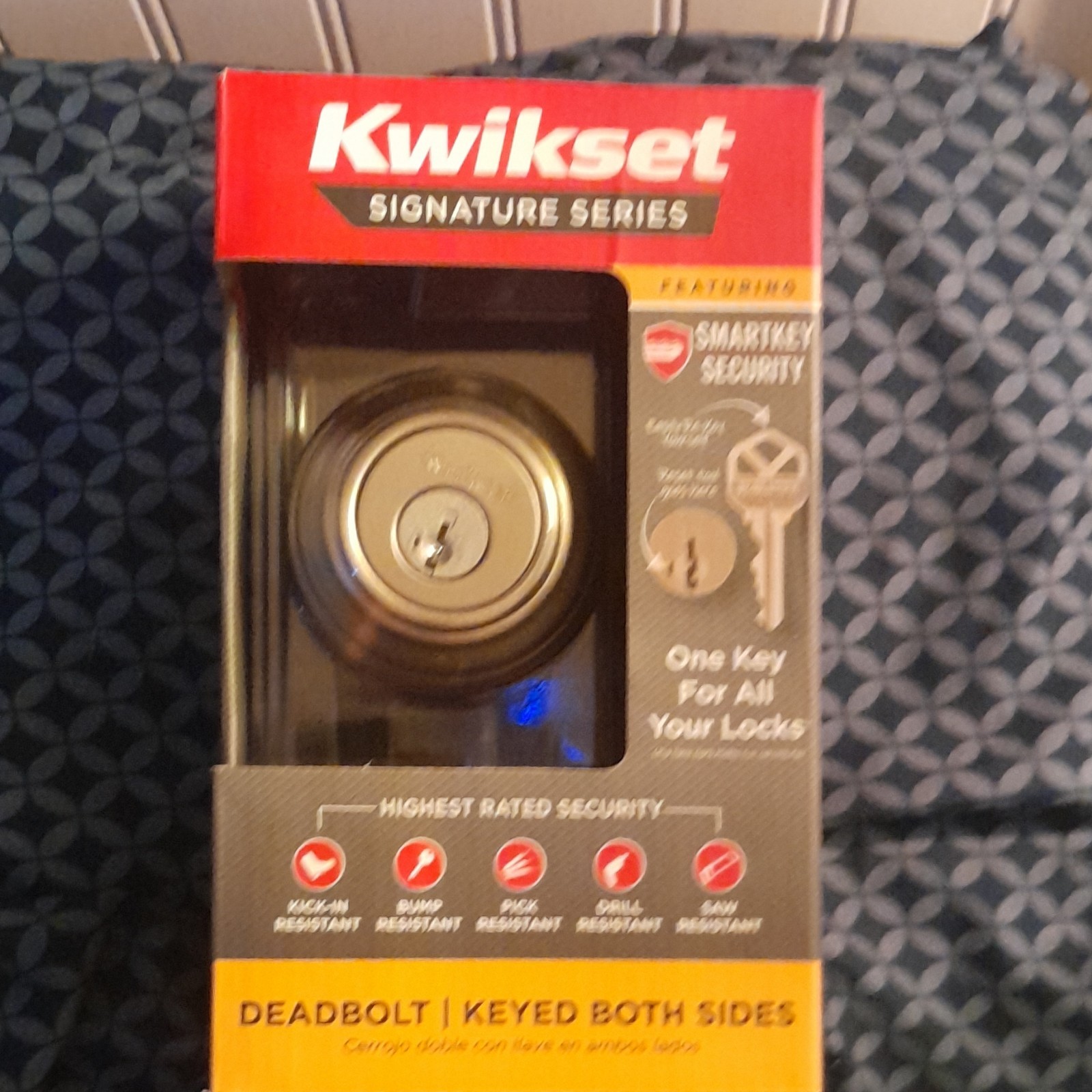 Kwikset Signature Series Satin Silver Deadbolt Keyed Both Sides Kick-in Resista…
