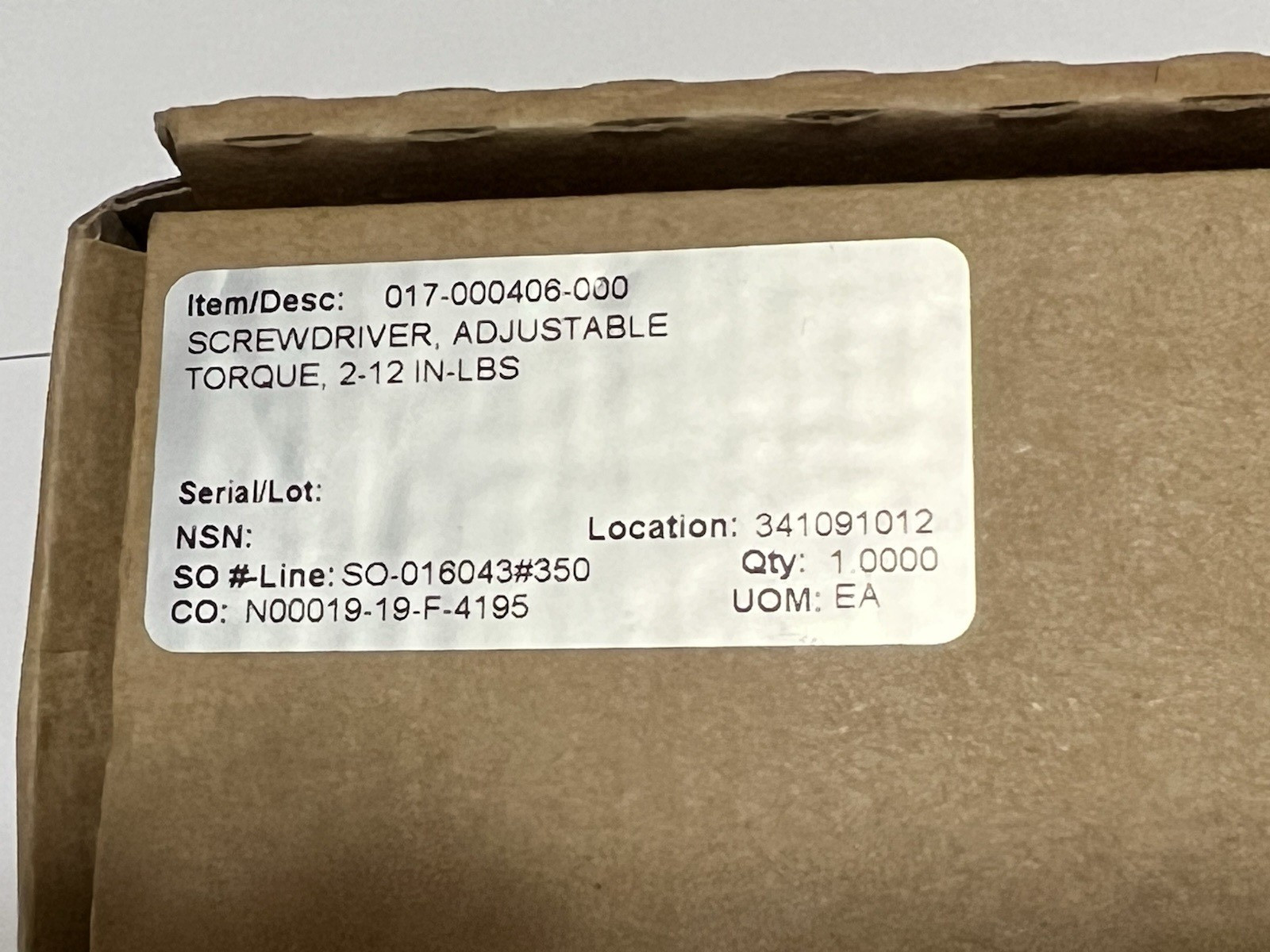 Gedore QSA12FH Hex Bit Adjustable Torque Screwdriver 2-12 In/Lb Box Paperwork
