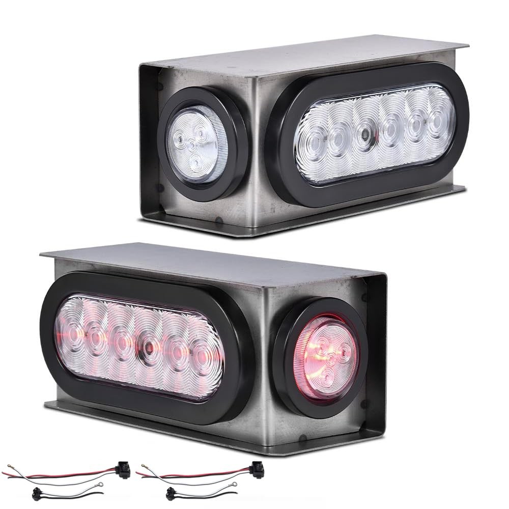 2-PC Steel Trailer Light Kit with 6" LED Oval Tail Lights & Side Markers