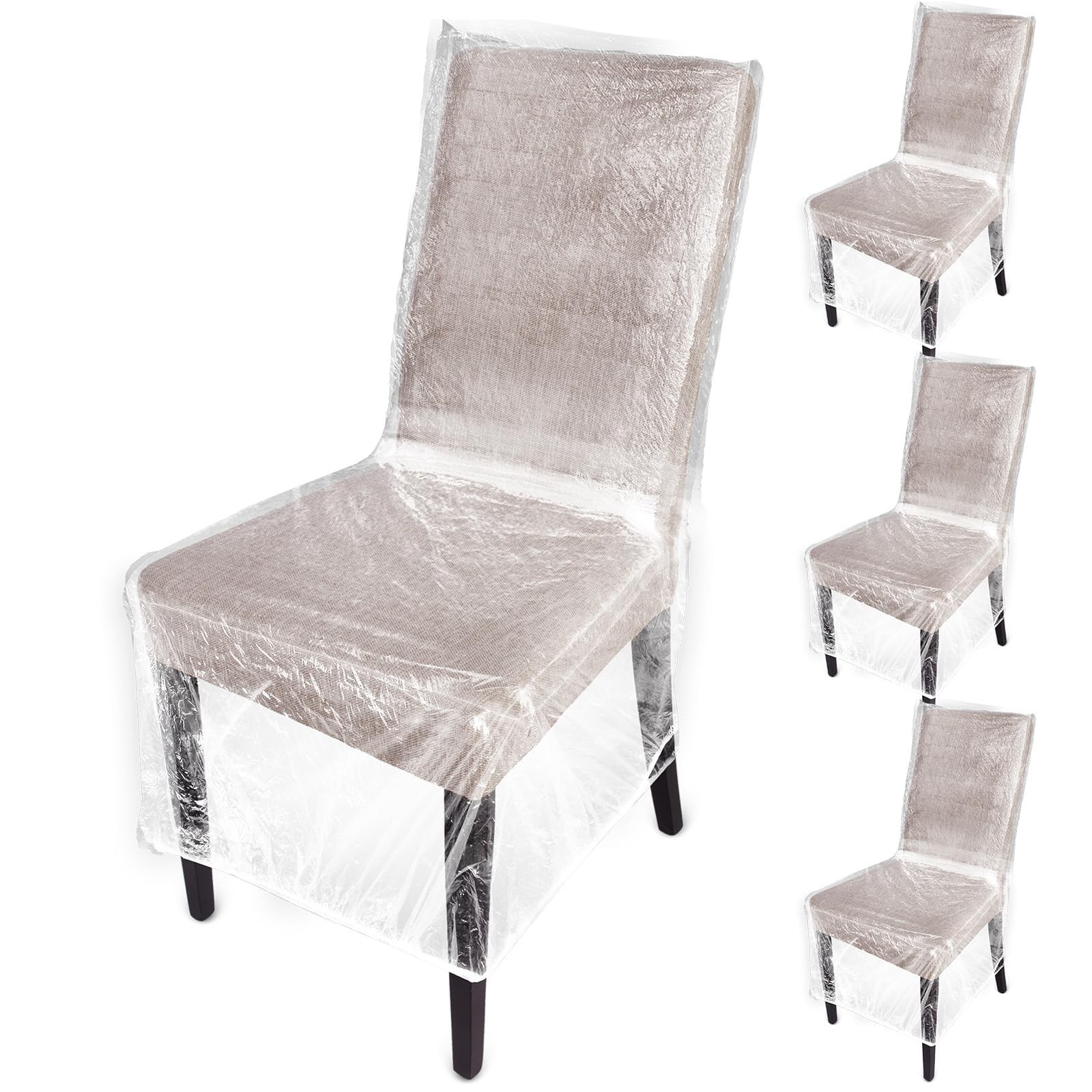 Remagr 4 Pcs Plastic Dining Chair Covers Protectors Clear Transparent
