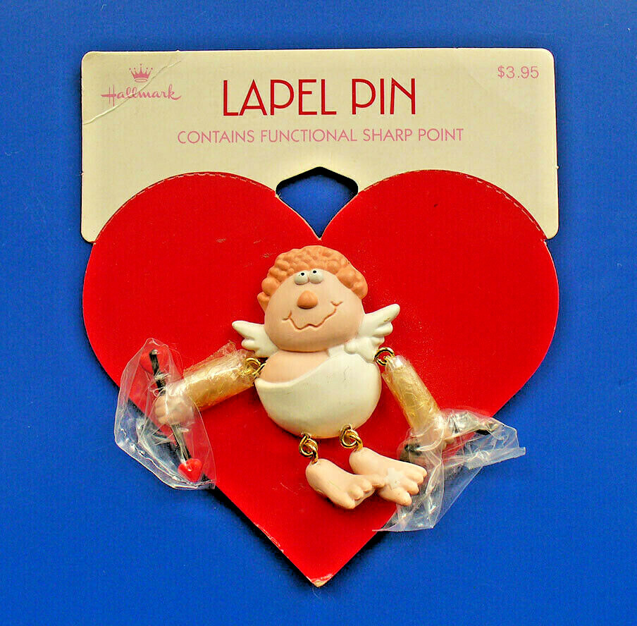 Hallmark PIN Valentines Vintage ANGEL CUPID JOINTED Bow & Arrow 1992 NEW w WRAP