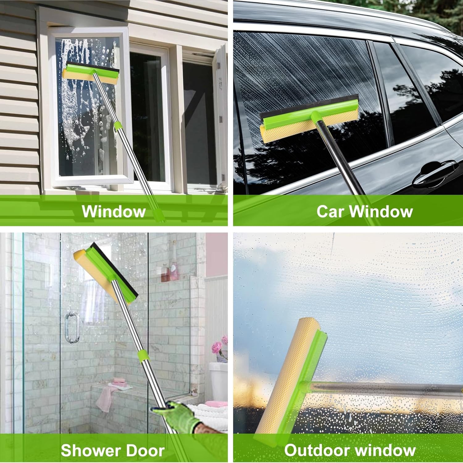 Window Squeegee, Squeegee for Window Cleaning, 2 in 1 Squeegee Window Cleaner