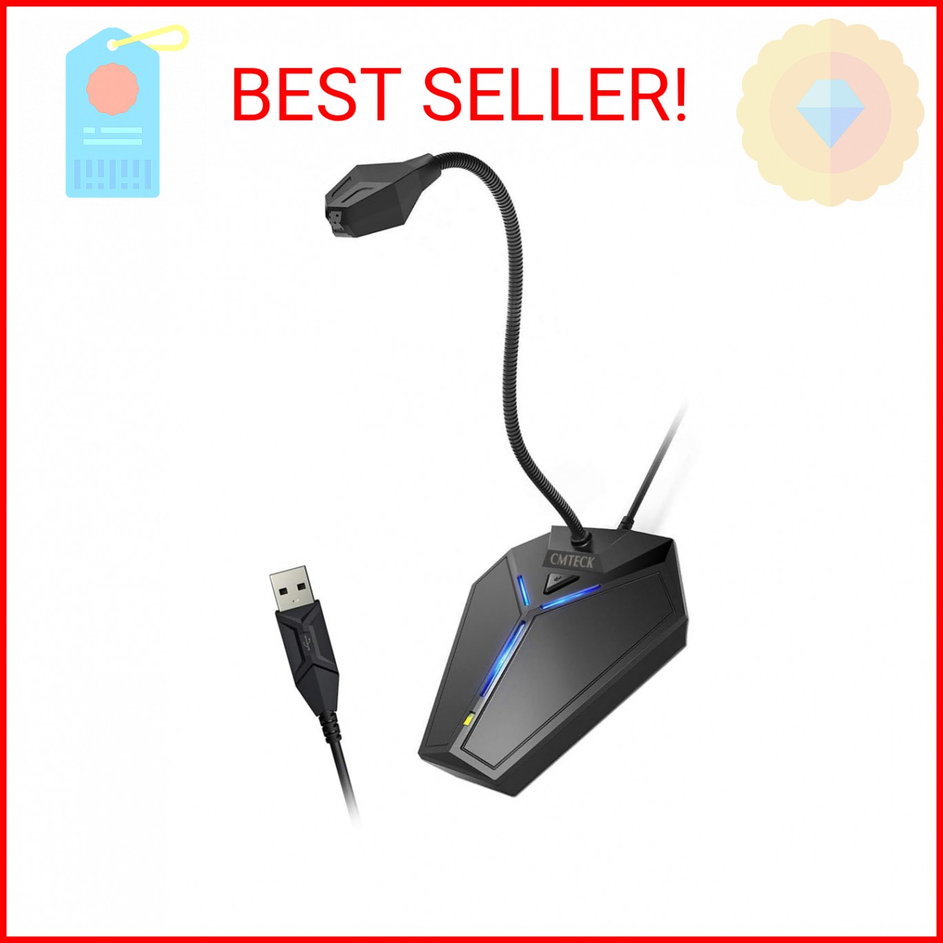 USB Computer Microphone, Plug &Play Desktop Omnidirectional Condenser PC Laptop