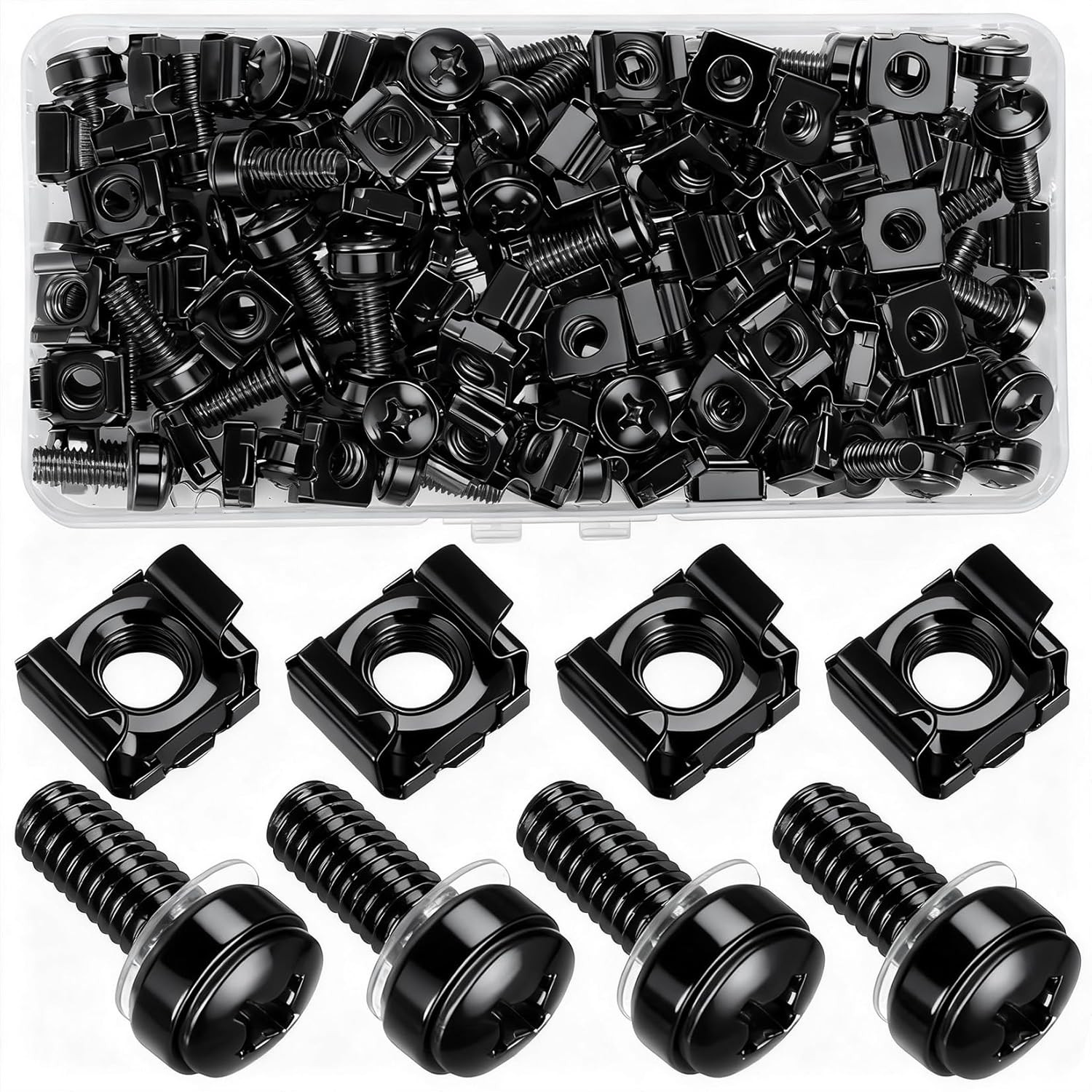 40 Pcs/20 Set Rack Mount Screws and Cage Nuts for Server Rack Cabinet, Black Car