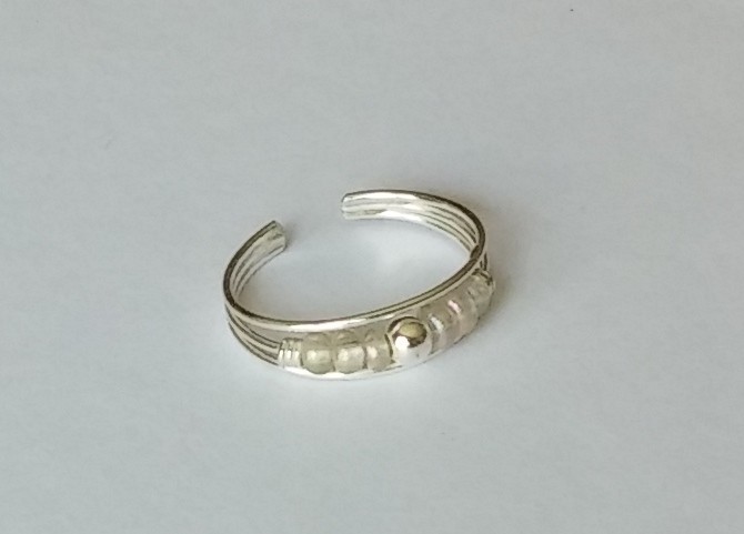 .925 Sterling Silver Adjustable Beaded Pearl Style Toe Ring New