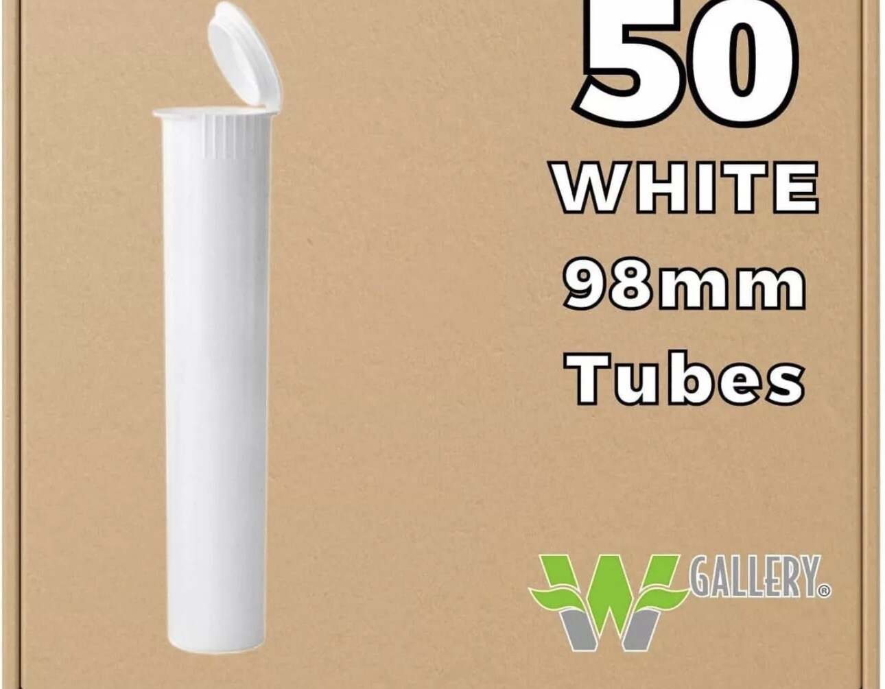 W Gallery 50 White 98mm Open Cap Pop Top Tubes