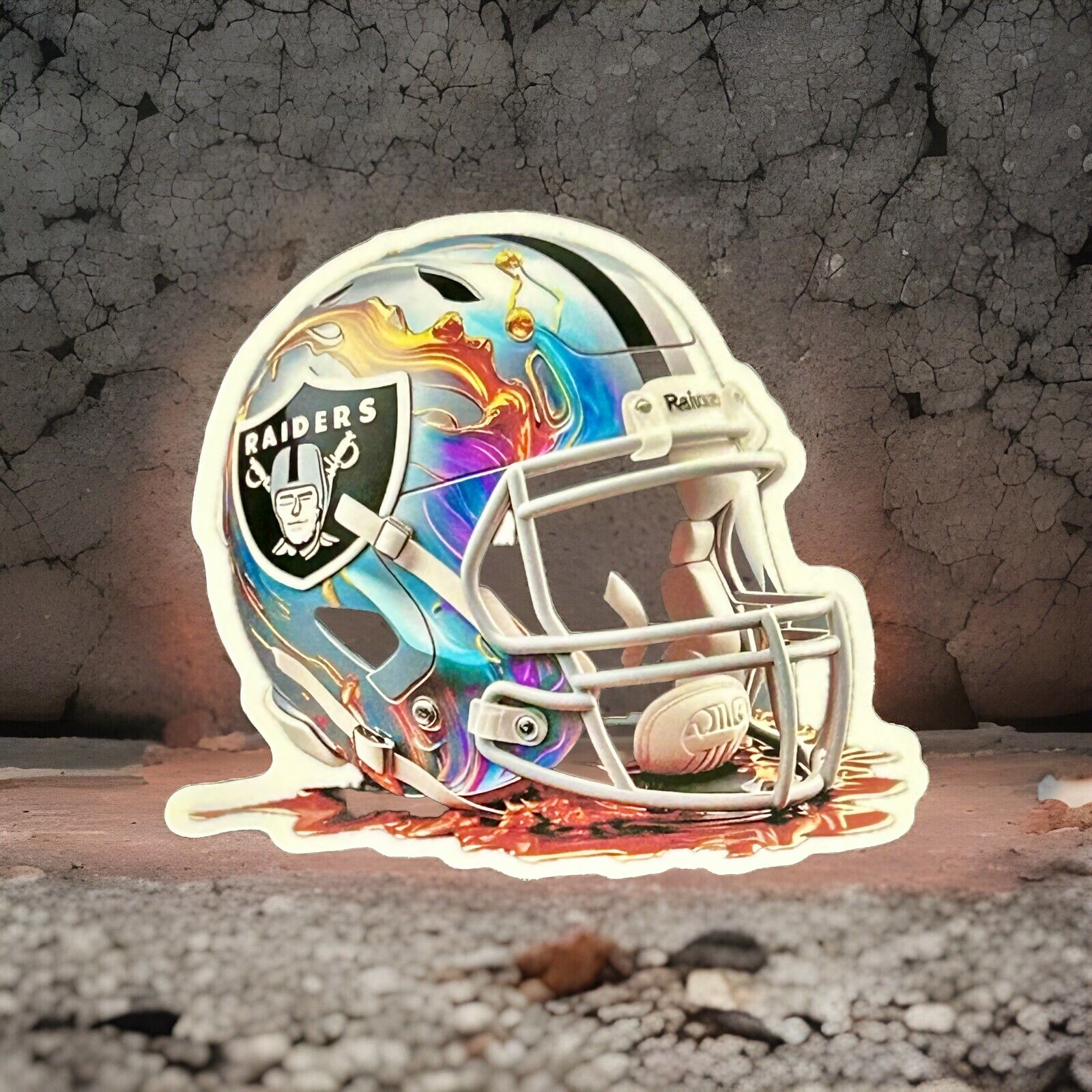 Las Vegas Raiders Helmet Logo Metallic Melting Sticker Vinyl Decal NFL Oakland