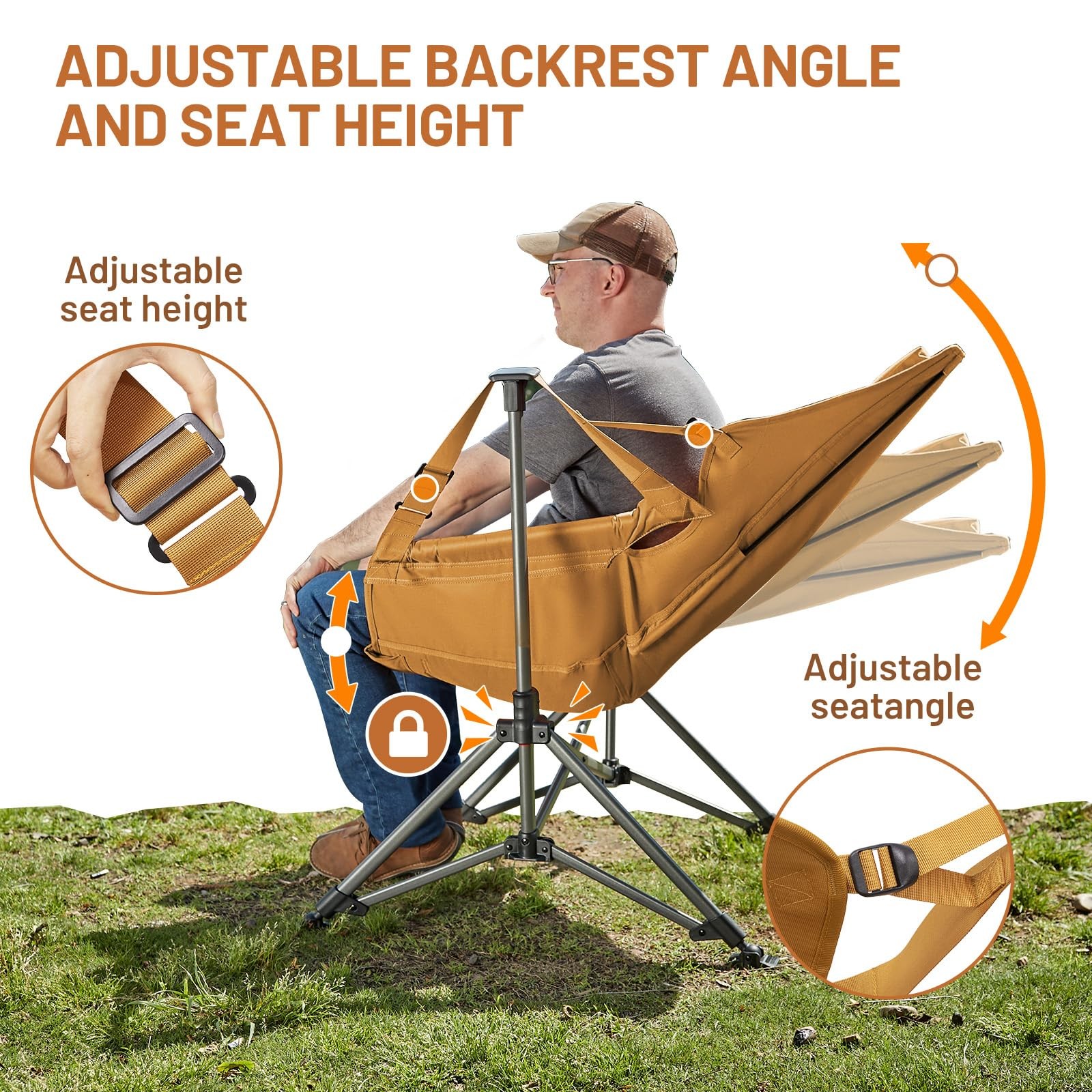 Hammock Camping Chair, Oversized Swinging Hammock Chair with Adjustable Back ...