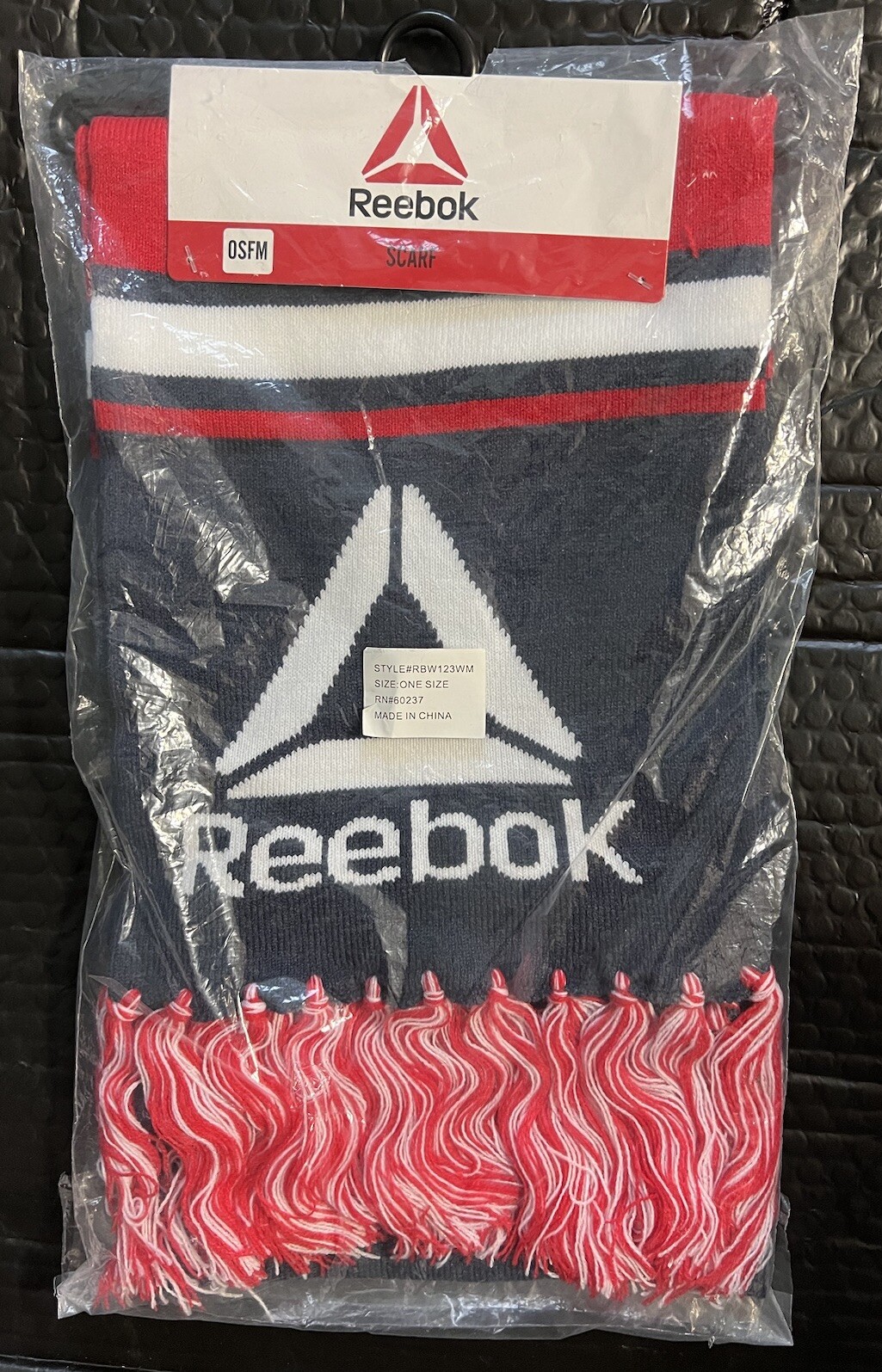 New Reebok Rally Scarf  Red White Navy Blue With Reebok Logo New Old Stock 2013