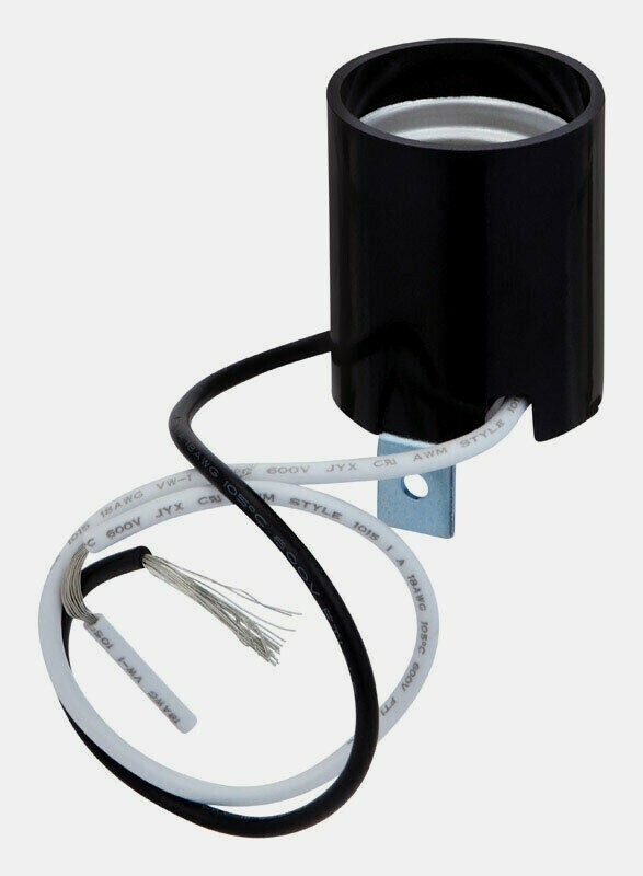 Jandorf SNAP-IN Phenolic Medium Base (E26) L-Type Hickey SOCKET 1 pk Black 60537