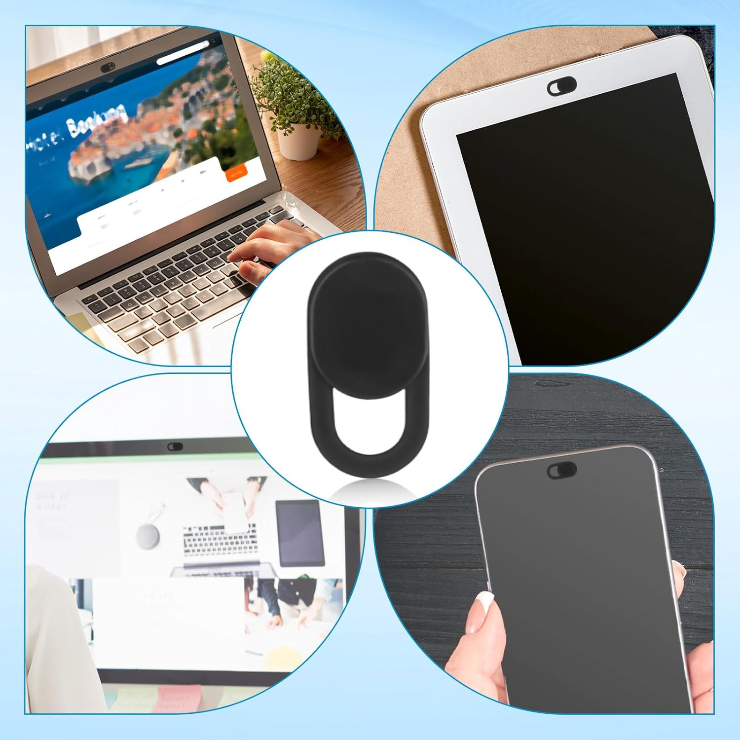 50pcs Laptop Camera Covers Black Ultra-Thin Front Webcam