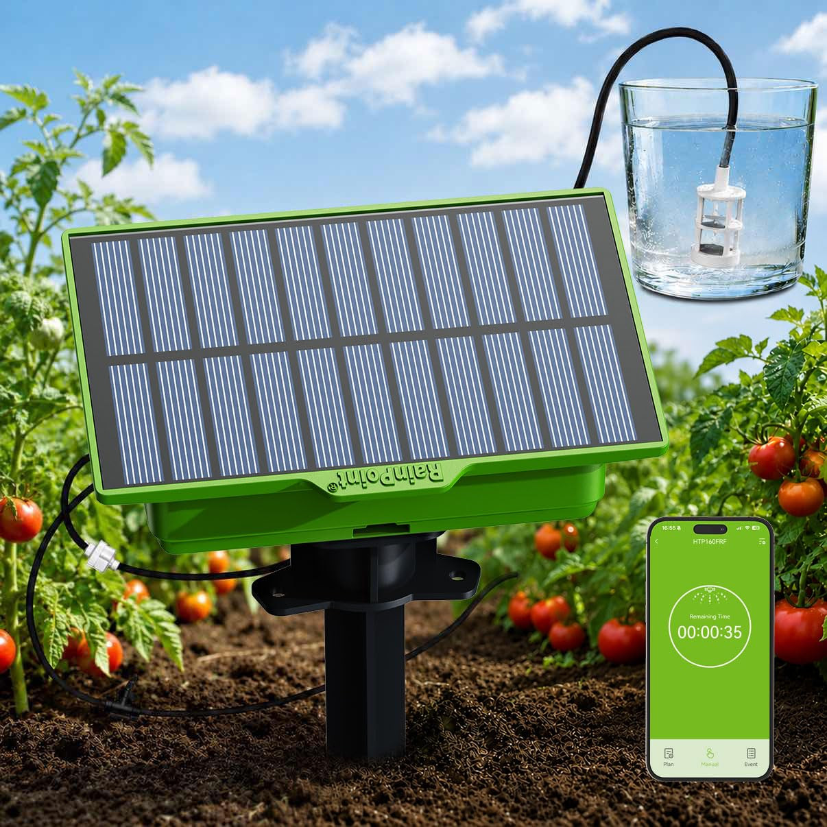 Wifi Solar Drip Irrigation System, Smart Automatic Plant Watering Kit with App C