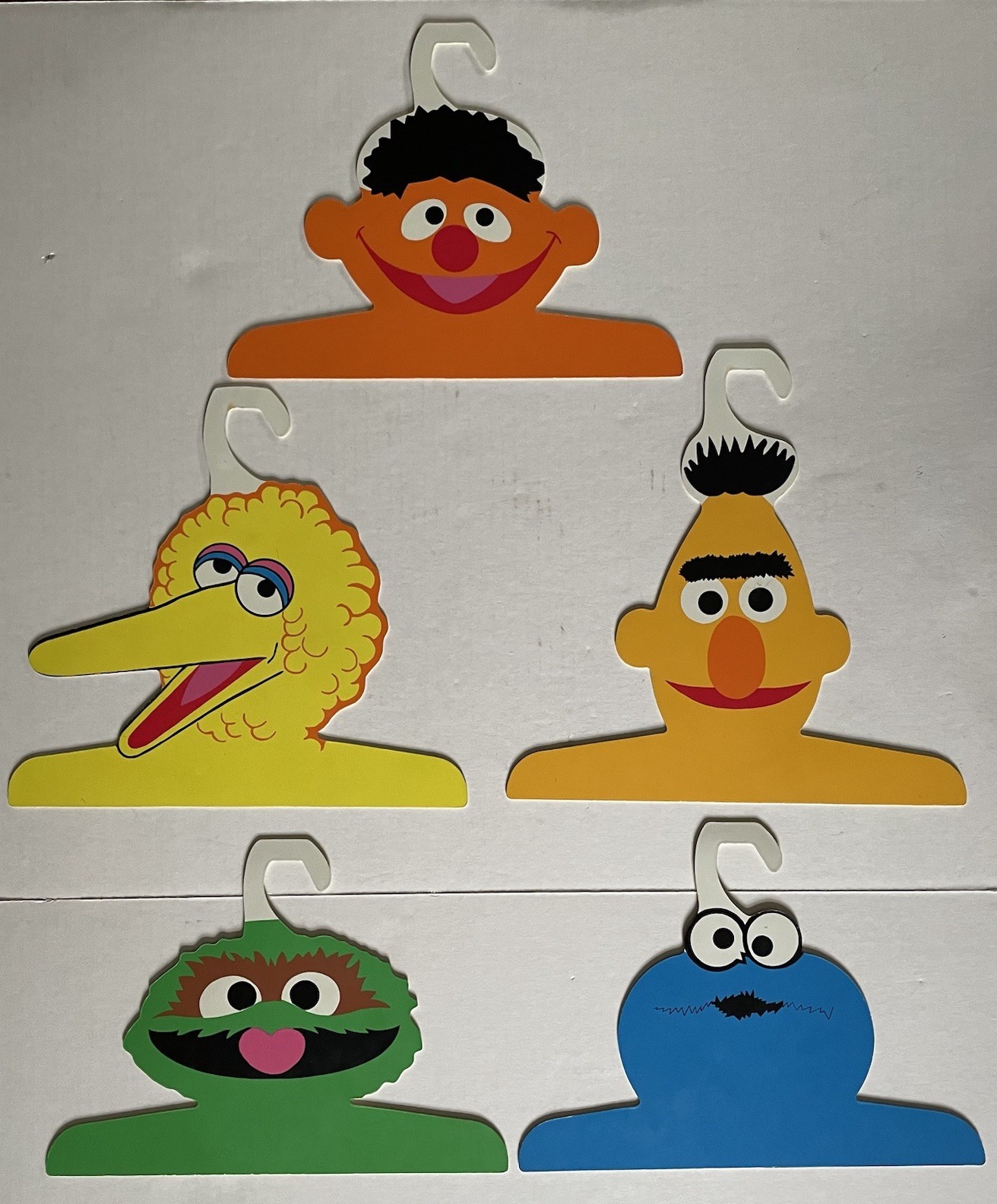 Sesame Street Childs Clothes HANGERS Bert Ernie Big Bird Cookie Monster Oscar
