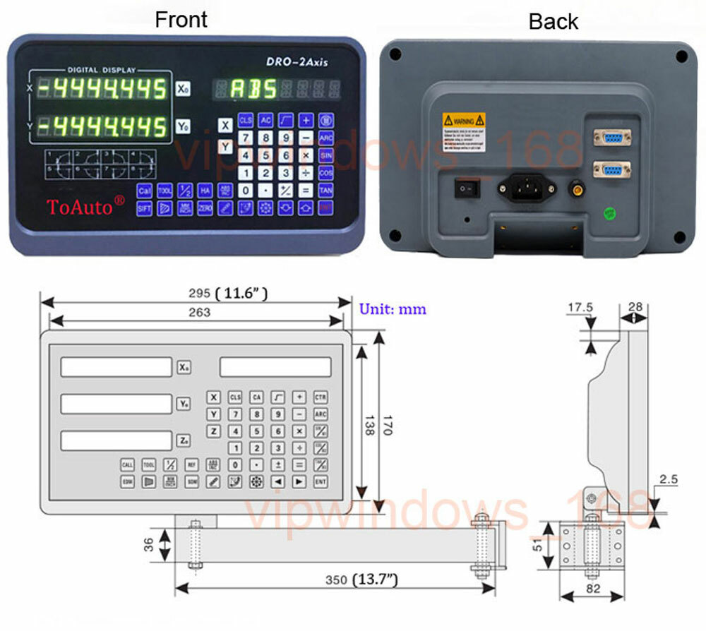 ToAuto DRO 1um Linear Scale Digital Readout 2/3 Axis for Bridgeport Mill Lathe