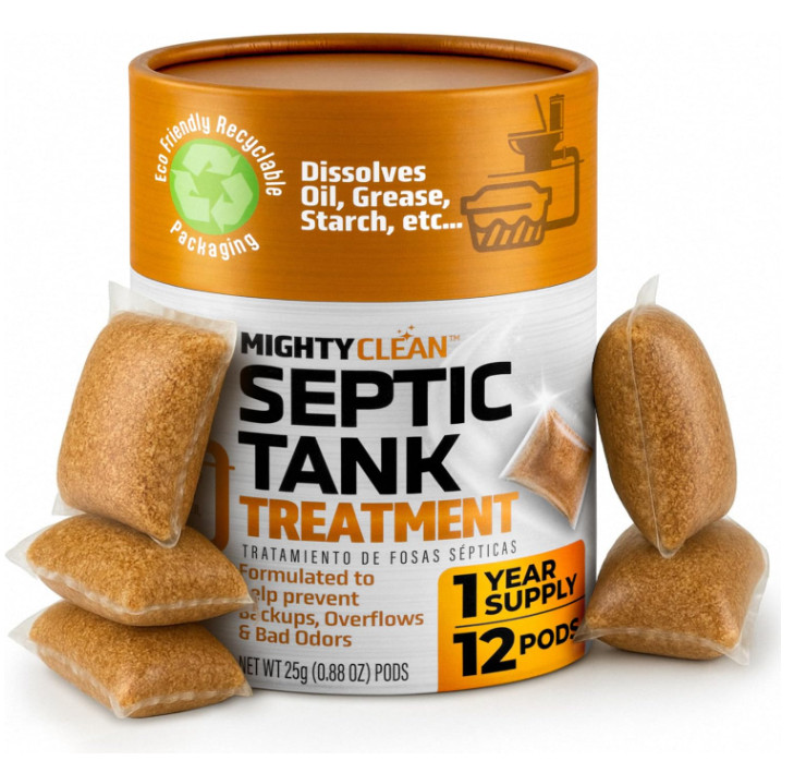 Septic Tank Treatment - 12 Pods, 1 Year Supply - RV Toilet Treatment - Dissolvab