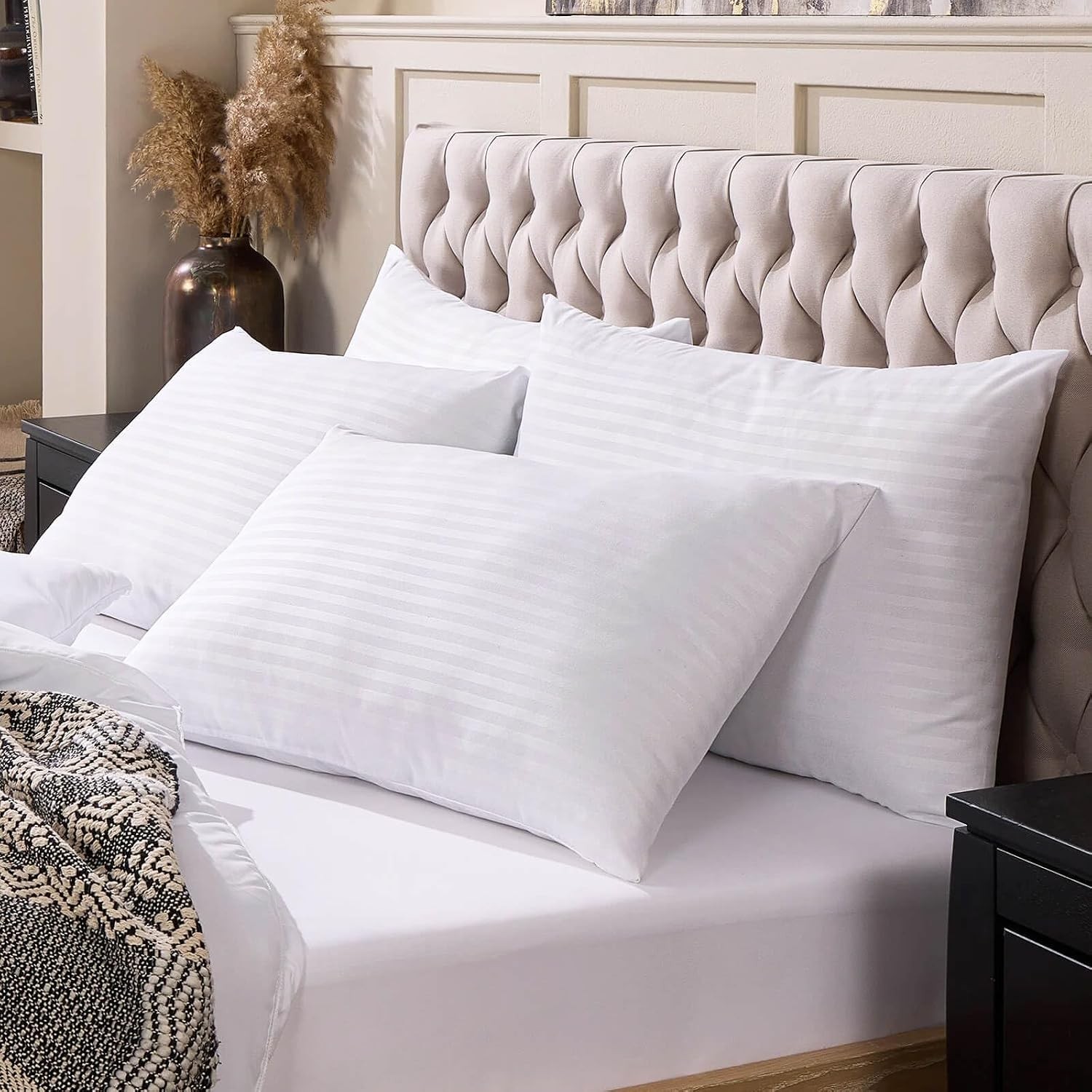 Flat Ultra Thin Bed Pillows Standard Size Pillow Set of 2 Extra Soft Down