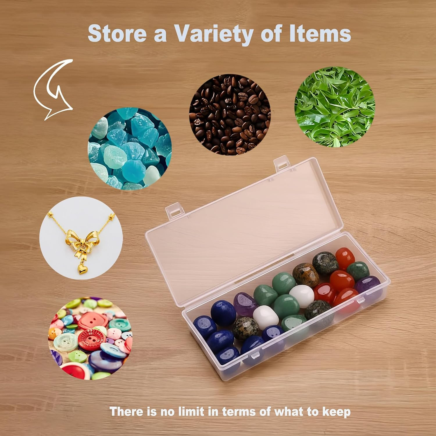 6 Pack Clear Plastic Storage Boxes with Hinged Lids, 6x2.6x1.2 Inches Long Re...