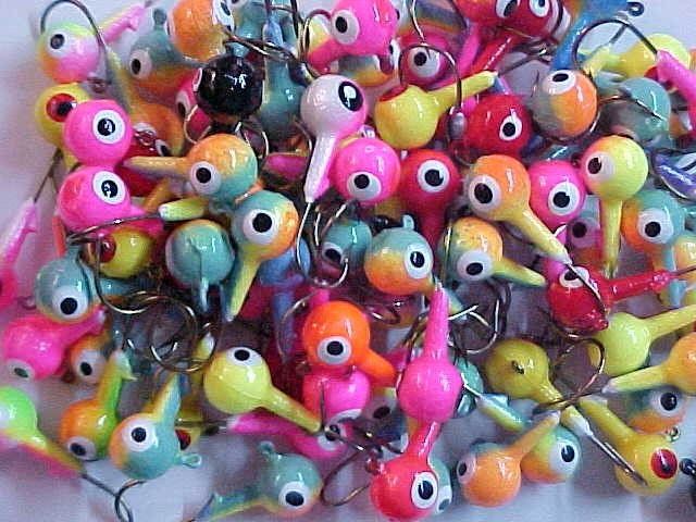 100 FLOATING OZ WALLEYE JIG HEADS 1/4 size 2 ASSORTED MIX OF COLORS