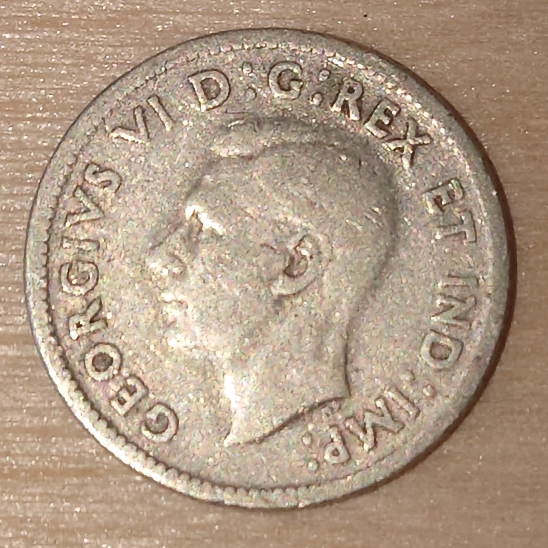 1943 Canadian 10 Cents Silver Dime - King George VI Bluenose Ship Vintage Coin