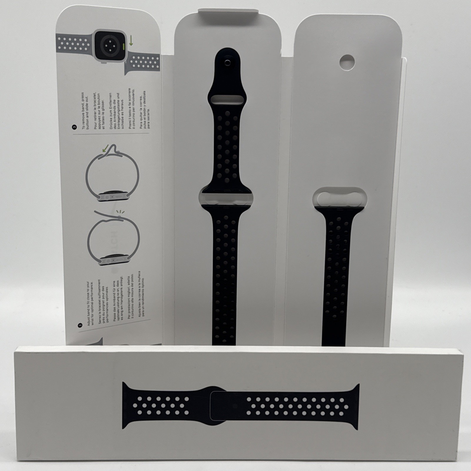 GENUINE APPLE NIKE SPORT BAND 44MM 45MM 46MM & 49MM BLACK/BLACK STRAP BAND