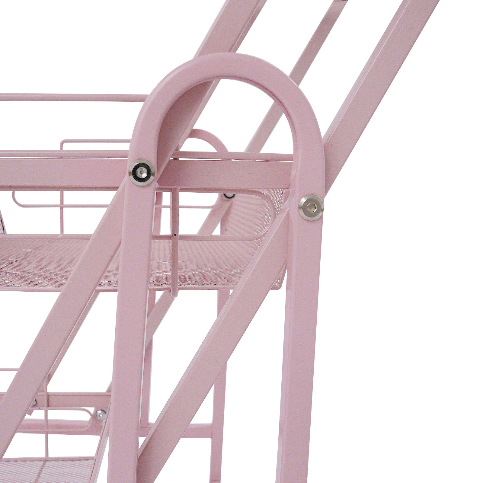 3-Tier Adjustable Metal Rolling Utility Cart, Movable Storage Cart for Kitchen
