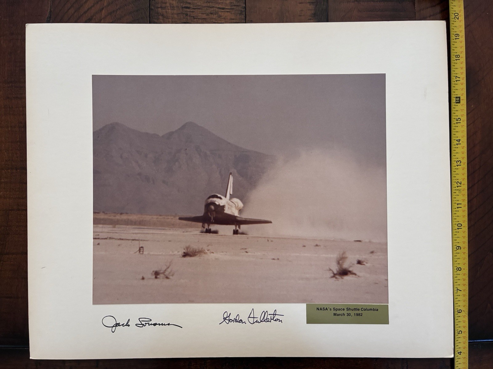 STS-3 Landing Photo Hand Signed By Lousma and Fullerton. STS-4&5 Photos Included