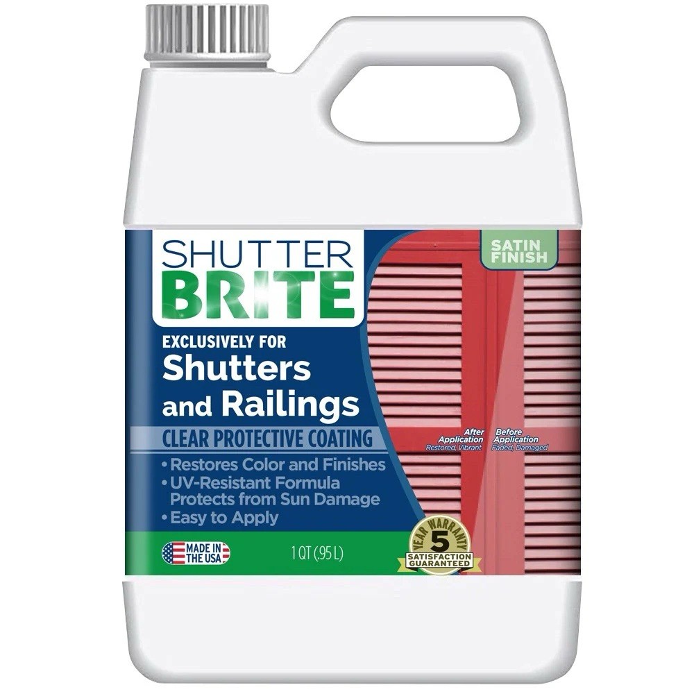 Shutter Brite Clear Protective Coating Satin Finish 1 QT Shutters & Railings NEW