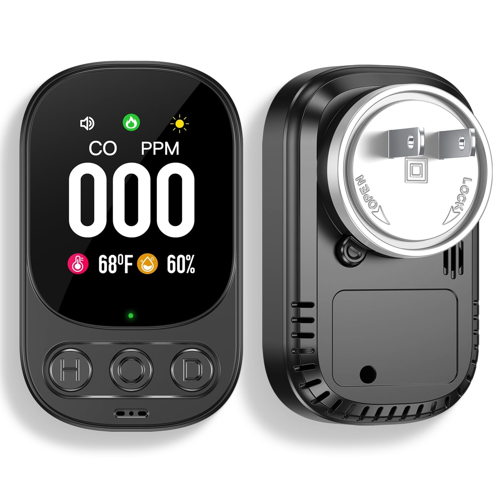 3-in-1 Carbon Monoxide Detector Plug CO Level Monitor Alarm with Temp Sensor NEW