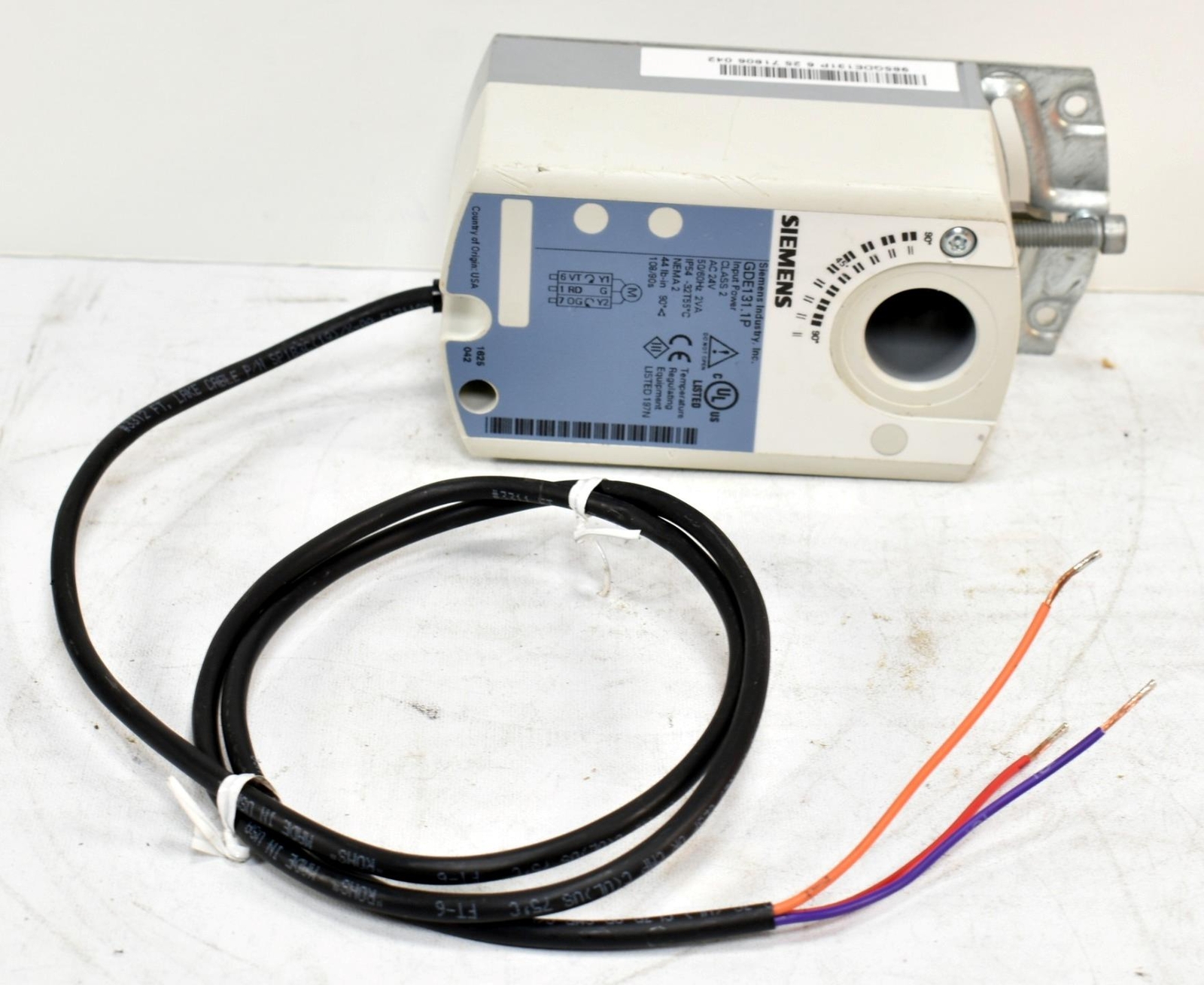 Siemens GDE131.1P Damper Actuator, Non-Spring Return, Floating Control, 44 lb-in