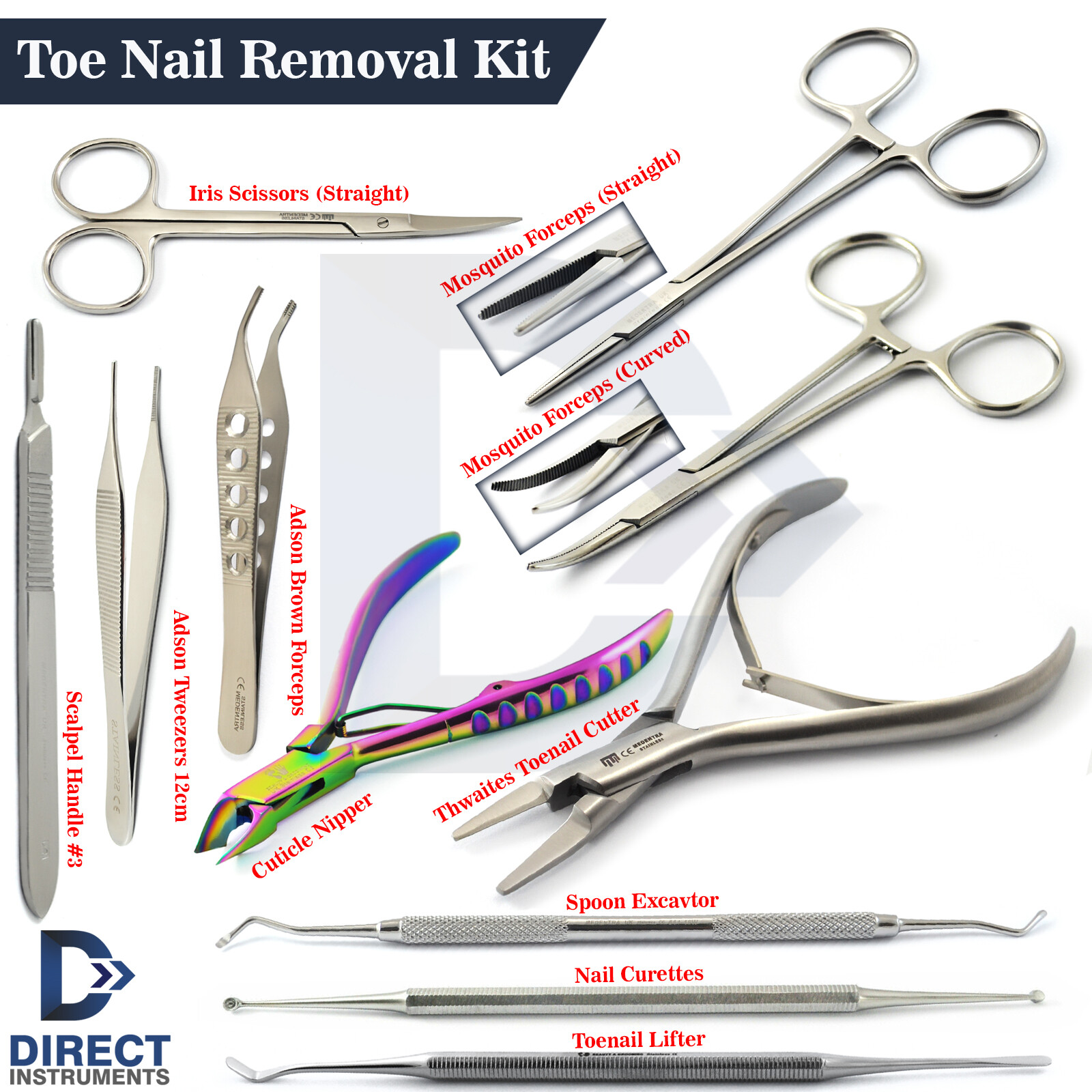 Professional Toenail Removal Kit Ingrown Cutter Nipper Podiatry Nail Surgery