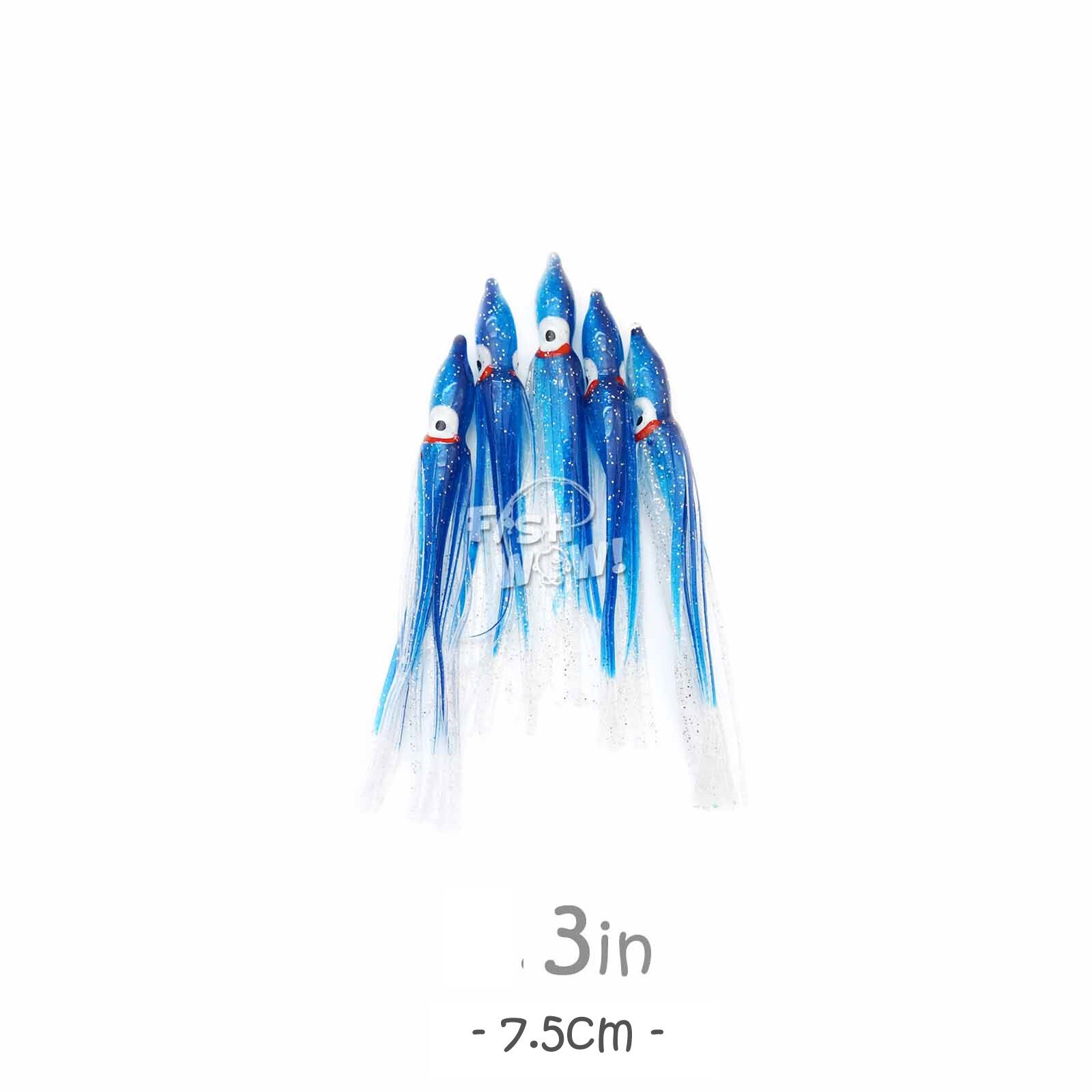 Fish WOW!® 100pcs 3" 7.5cm Squid Skirt Octopus Hoochies Trolling soft Lures Blue