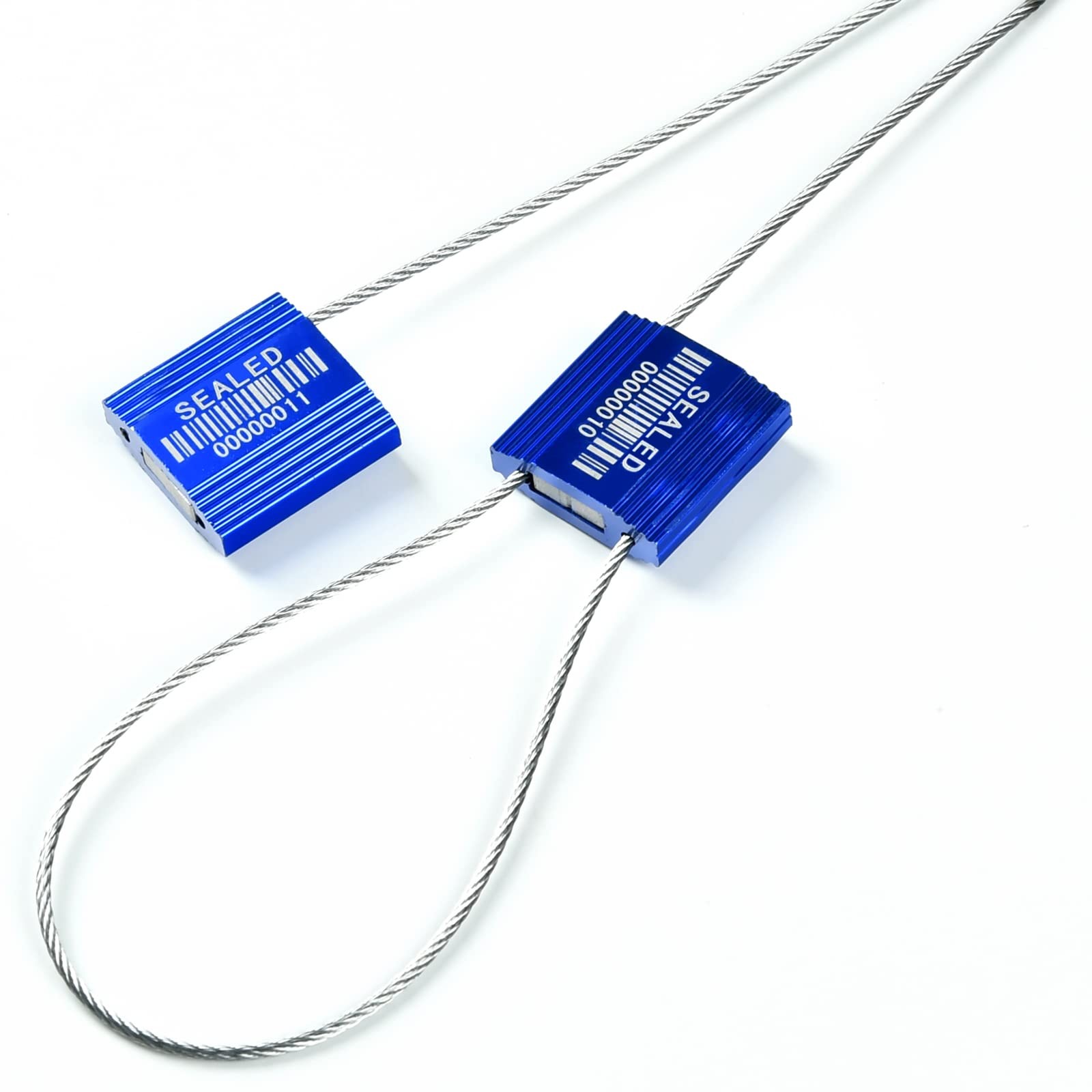 LeadSeals 50 Blue High Security Cable Seals With Barcode - Pull Tight Numbere...