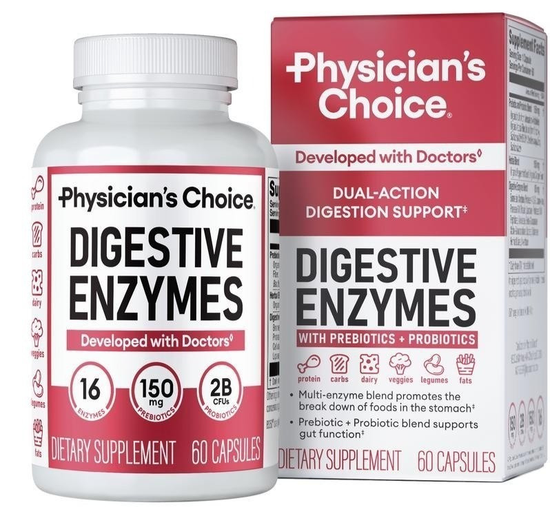 USPS Physician's Choice Digestive Enzymes 16 Multi Enzymes Organic Prebiotics