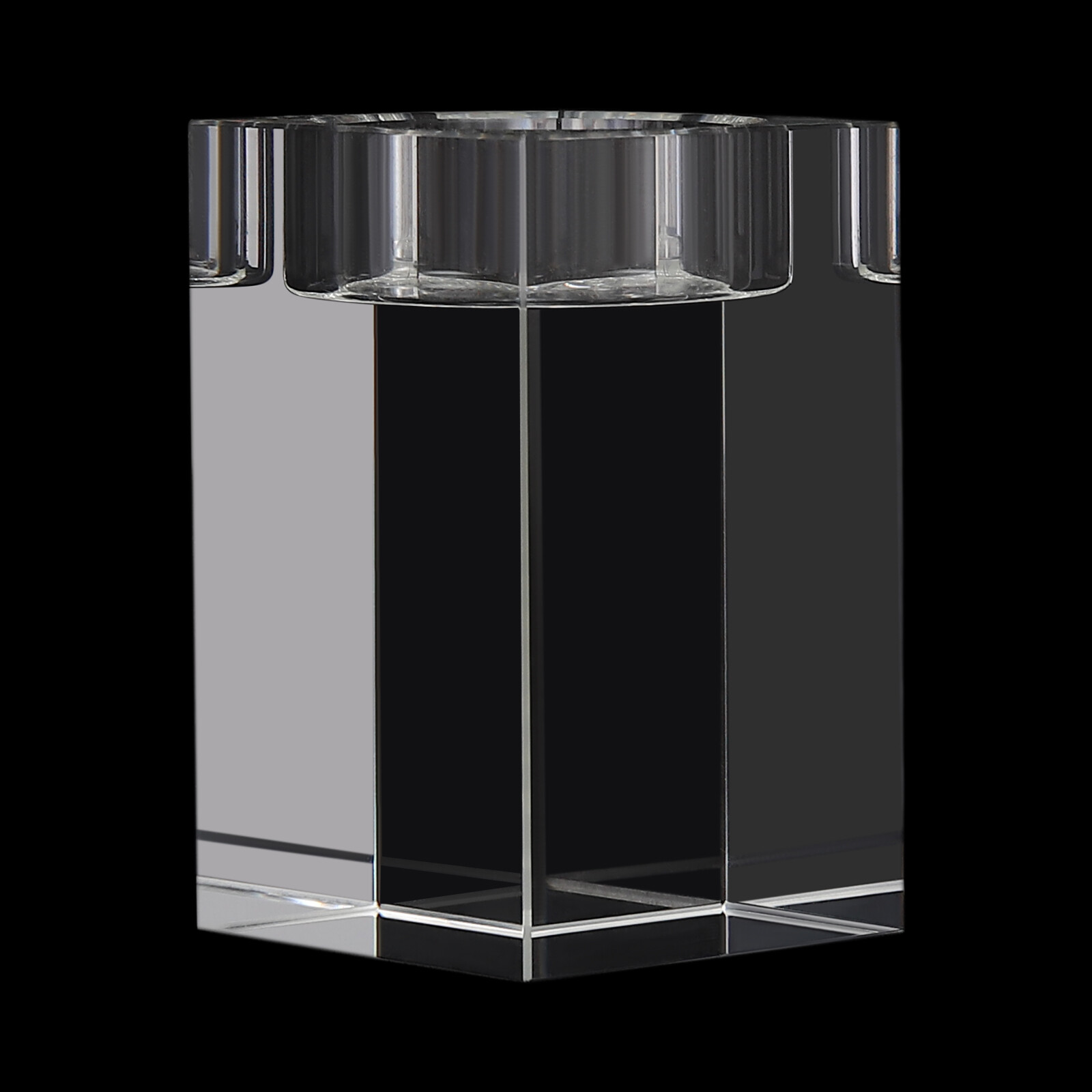 Set of 3 Glass Candle Holder, Crystal Clear Pillar Candle Stand 1.97"Square