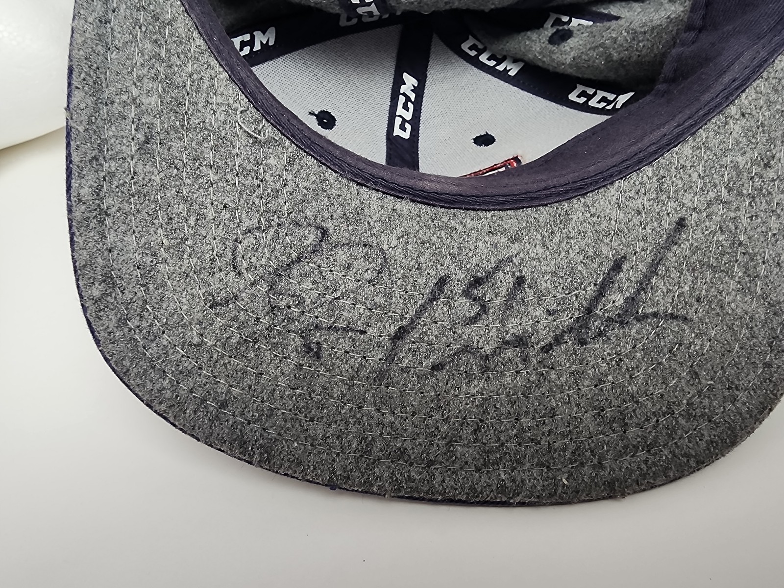 CCM South Carolina Stingrays Wool Blend Snapback Hat Grey Navy Blue Autographed