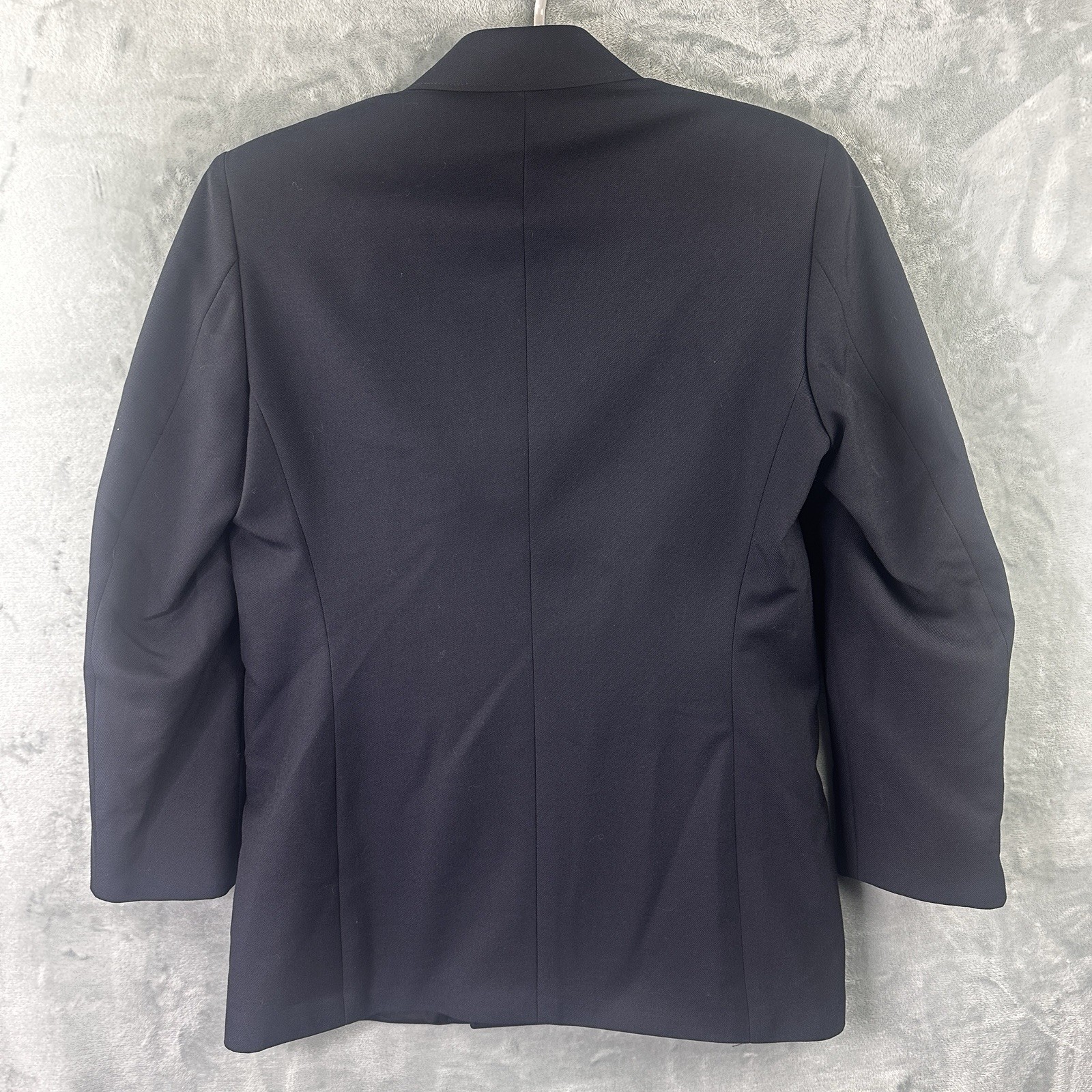 Flying Cross Navy Double Breasted Dress Blazer 38 Regular Wool Polyester Blend
