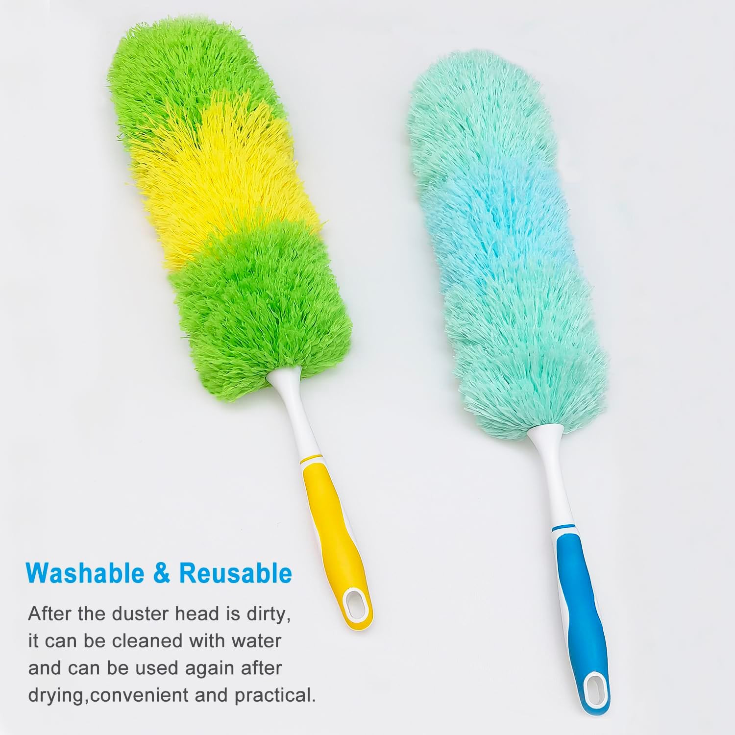 2 Pack 20-inch Microfiber Dusting Dusters with Non-Slip Handles and Bendable Mic