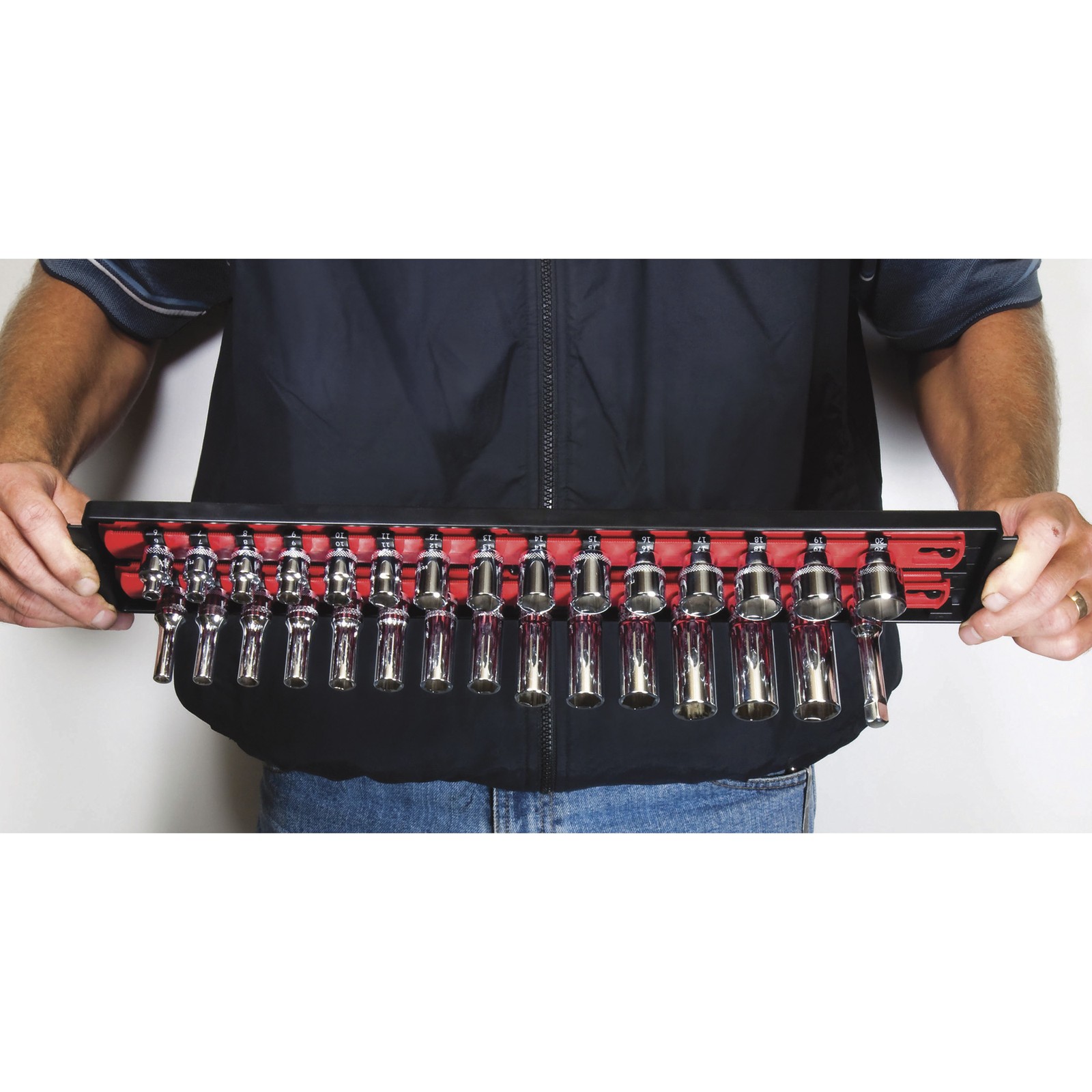 Ernst Manufacturing Socket Boss Organizer, 2 Rails, 3/8in.-Drive, Model# 8453