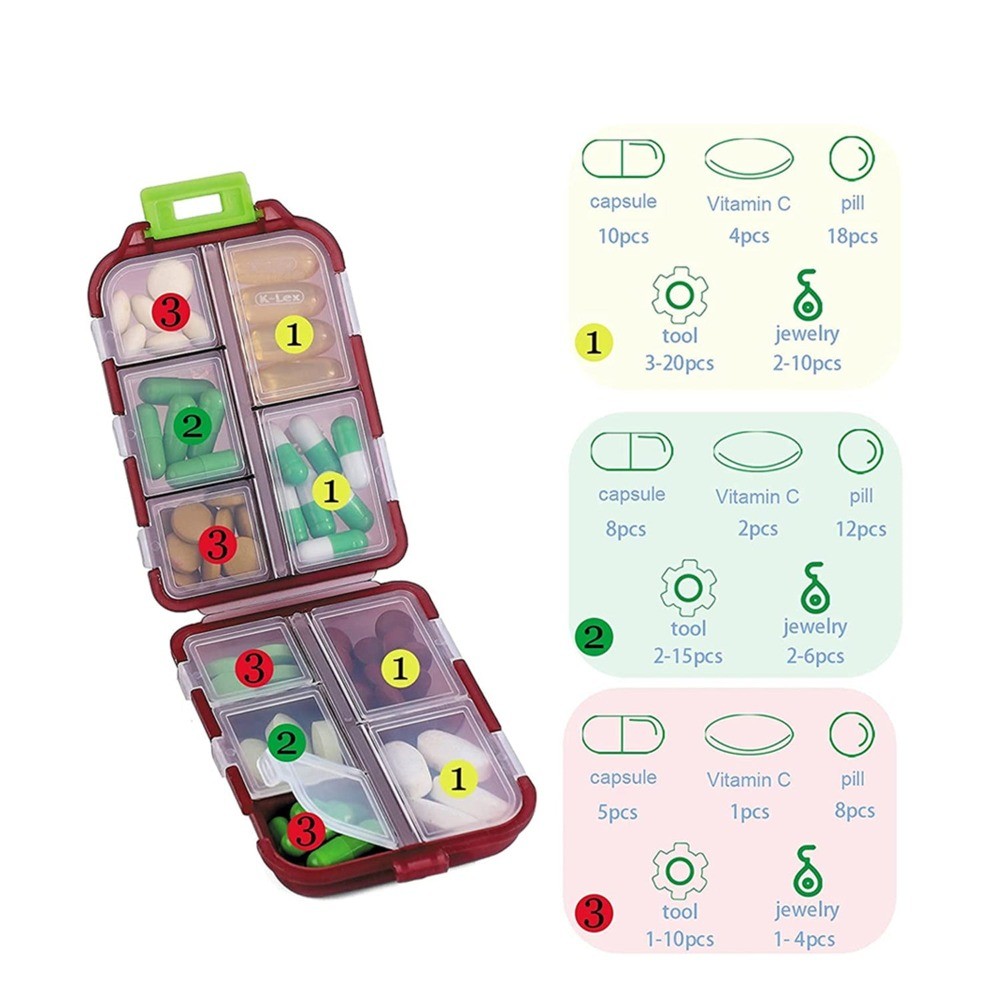 2 Pack Portable Pill Case Weekly Travel Pill Organizer Pocket Size Pill Box