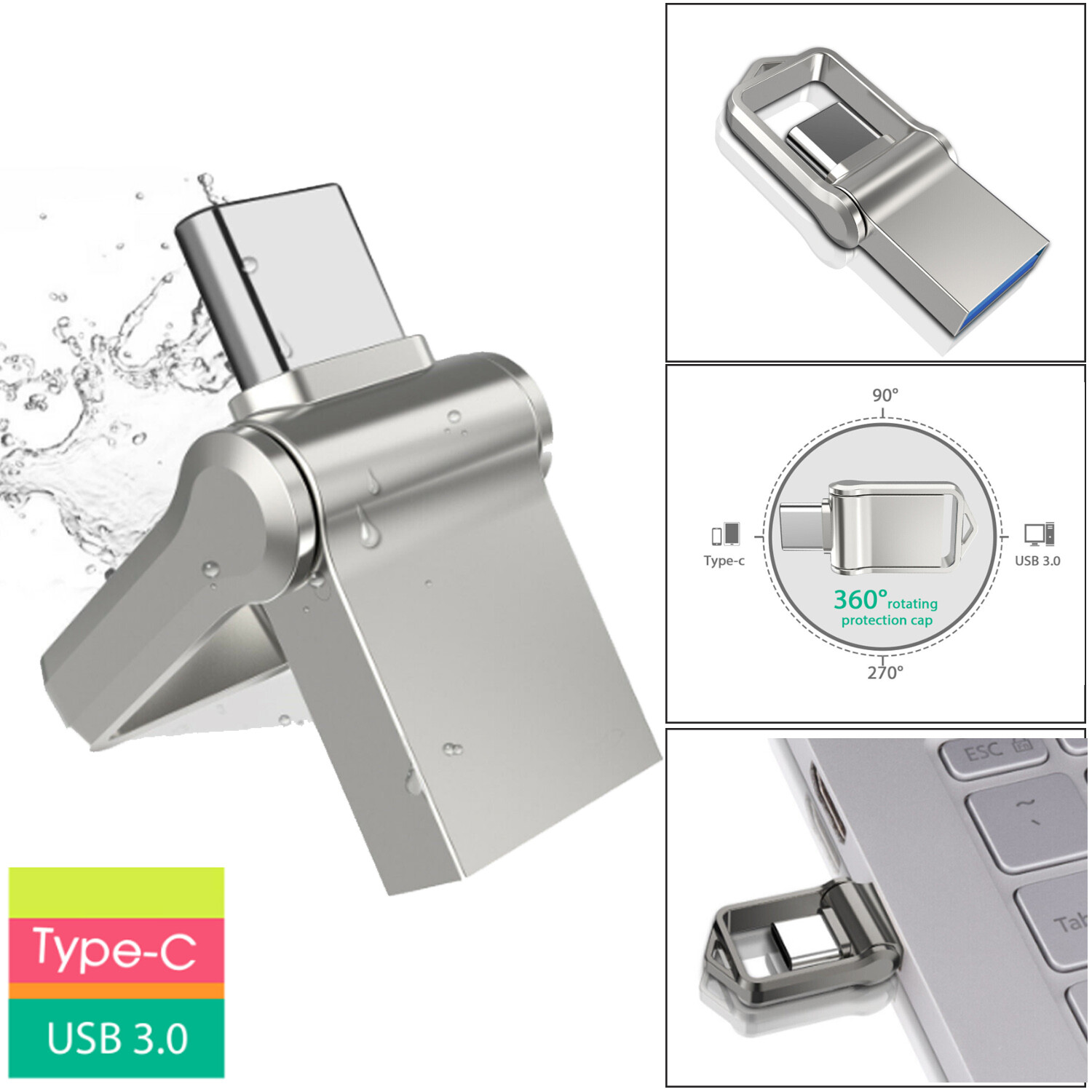 32GB 64GB 128GB Drive USB A Type-C OTG USB Flash Drive Memory Stick Store U Disk