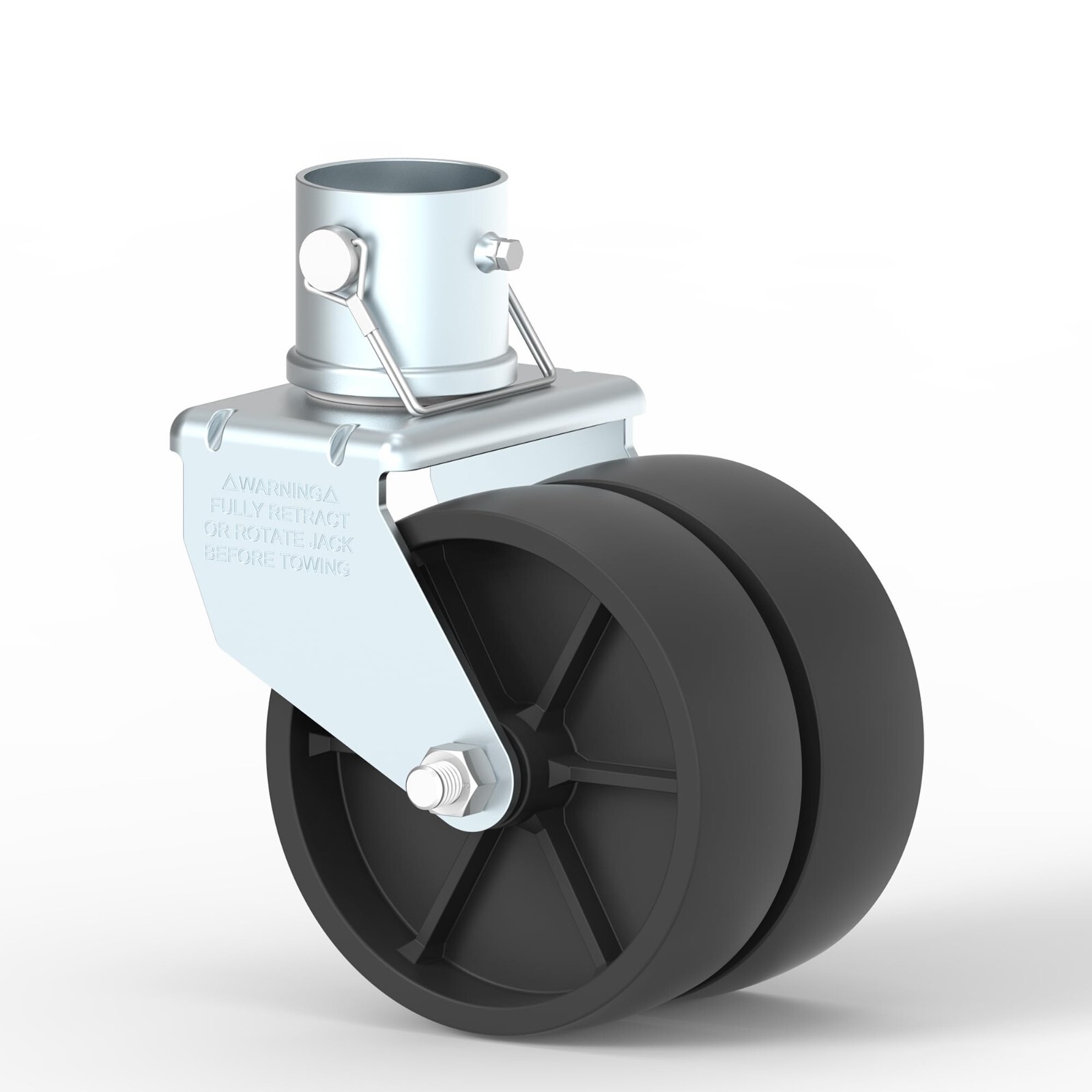 2000lbs Dual 6" Trailer Jack Swivel Caster, Wheel Replacement with Pin, Silver