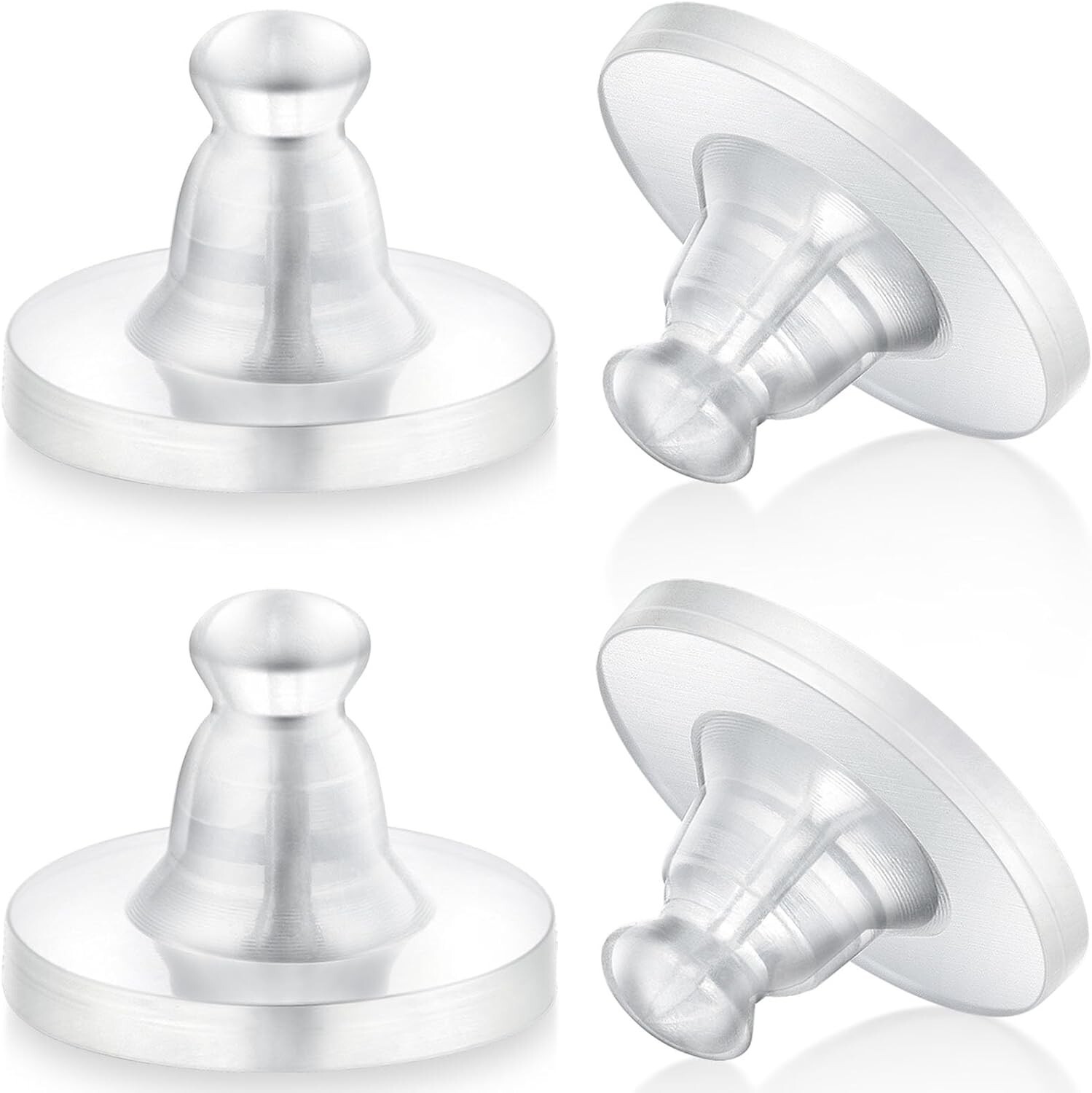 100pcs Rubber Earring Backs, Soft Clear Hypoallergenic Silicone Safety Stoppers