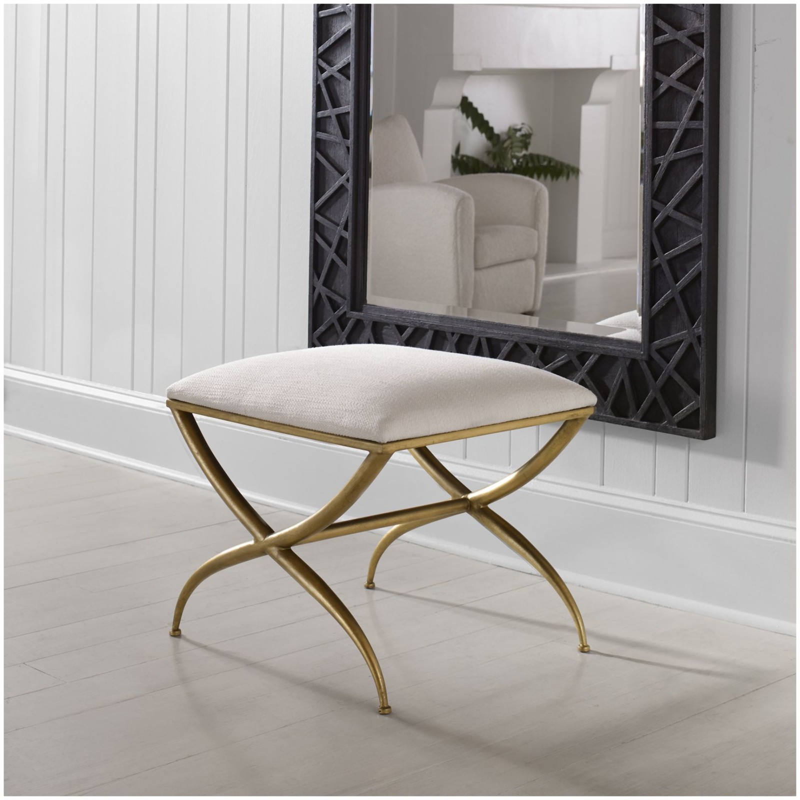 Uttermost 2396-CROSSING-BENCH-SMALL Crossing 23-1/2"W Gold Framed