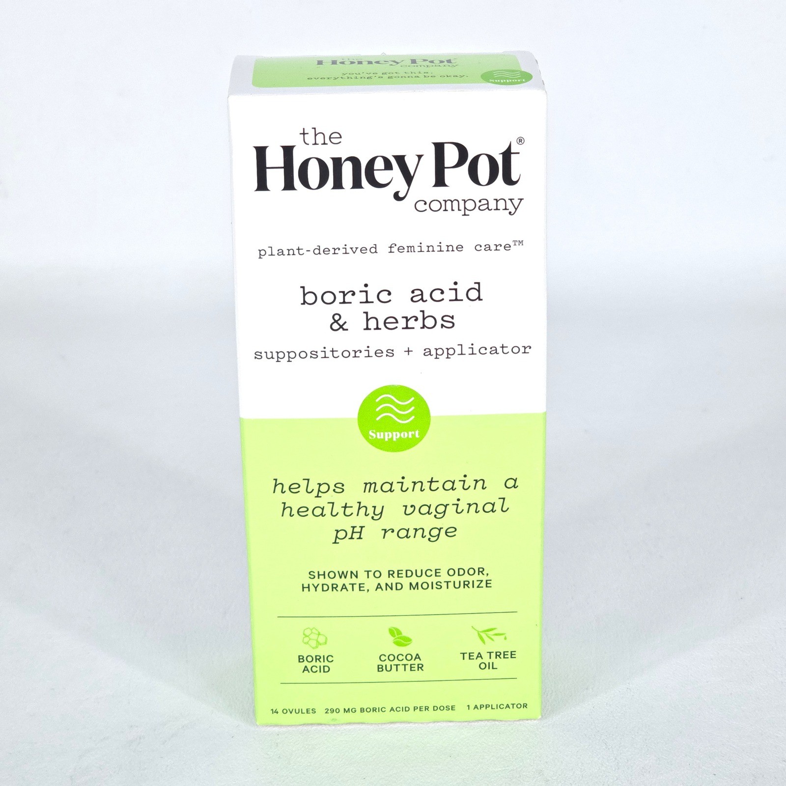 The Honey Pot Boric Acid & Herb Vaginal Suppositories 14ct Applicator NEW SEALED