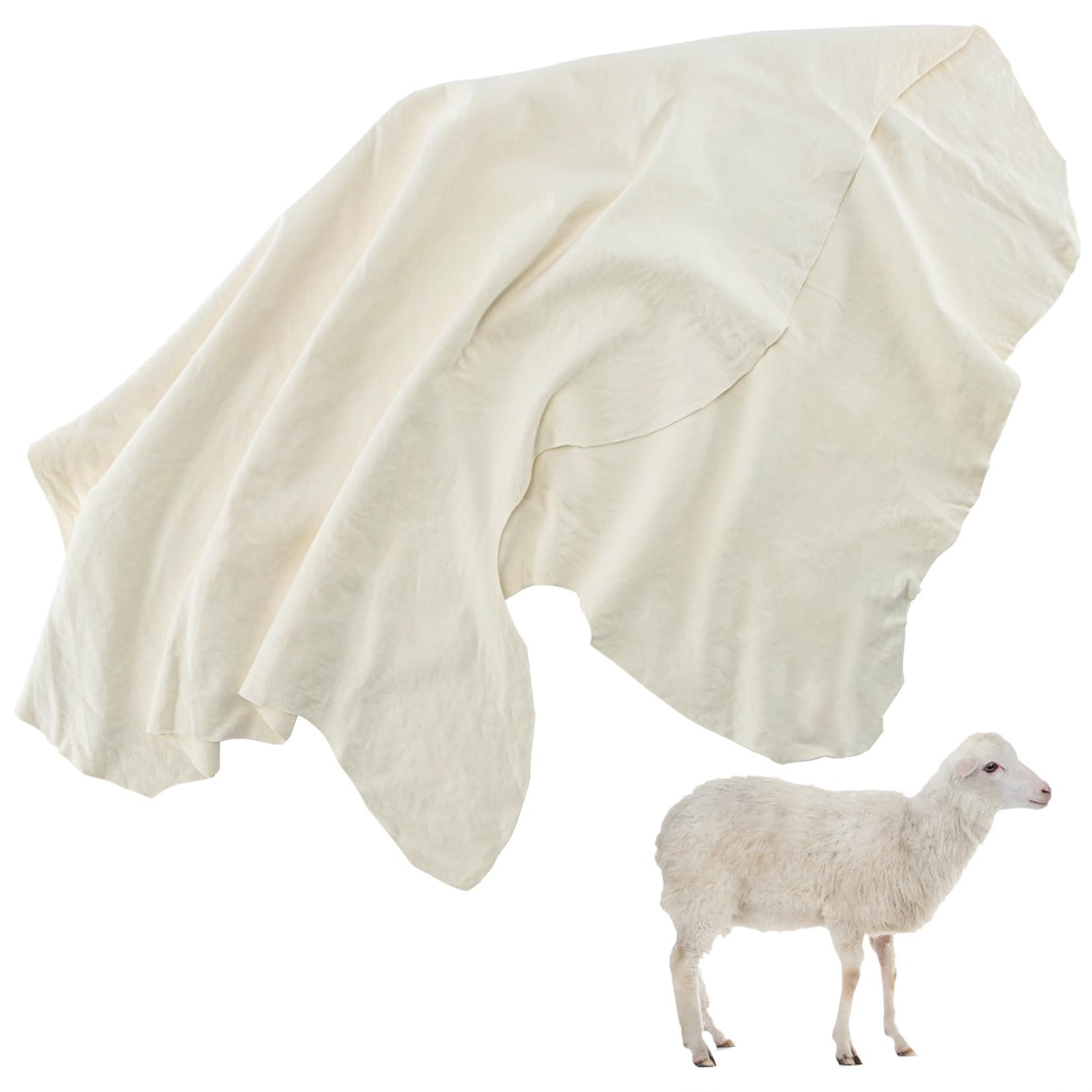 MAQIHAN Chamois Cloth for Car - Sheepskin Cleaning 23.6"x35.4", Beige