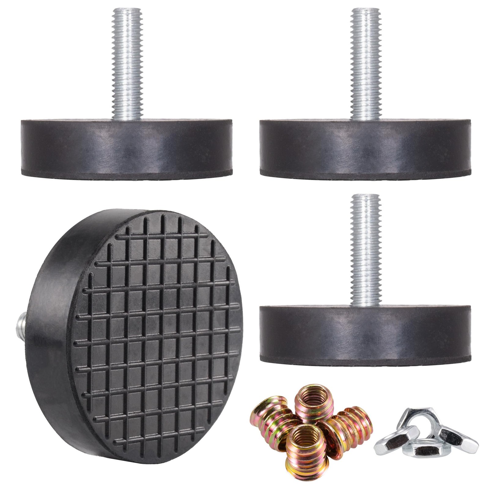 M8 Rubber Adjustable Leveling Feet Heavy Duty, 2" Base Dia Furniture Levelers...