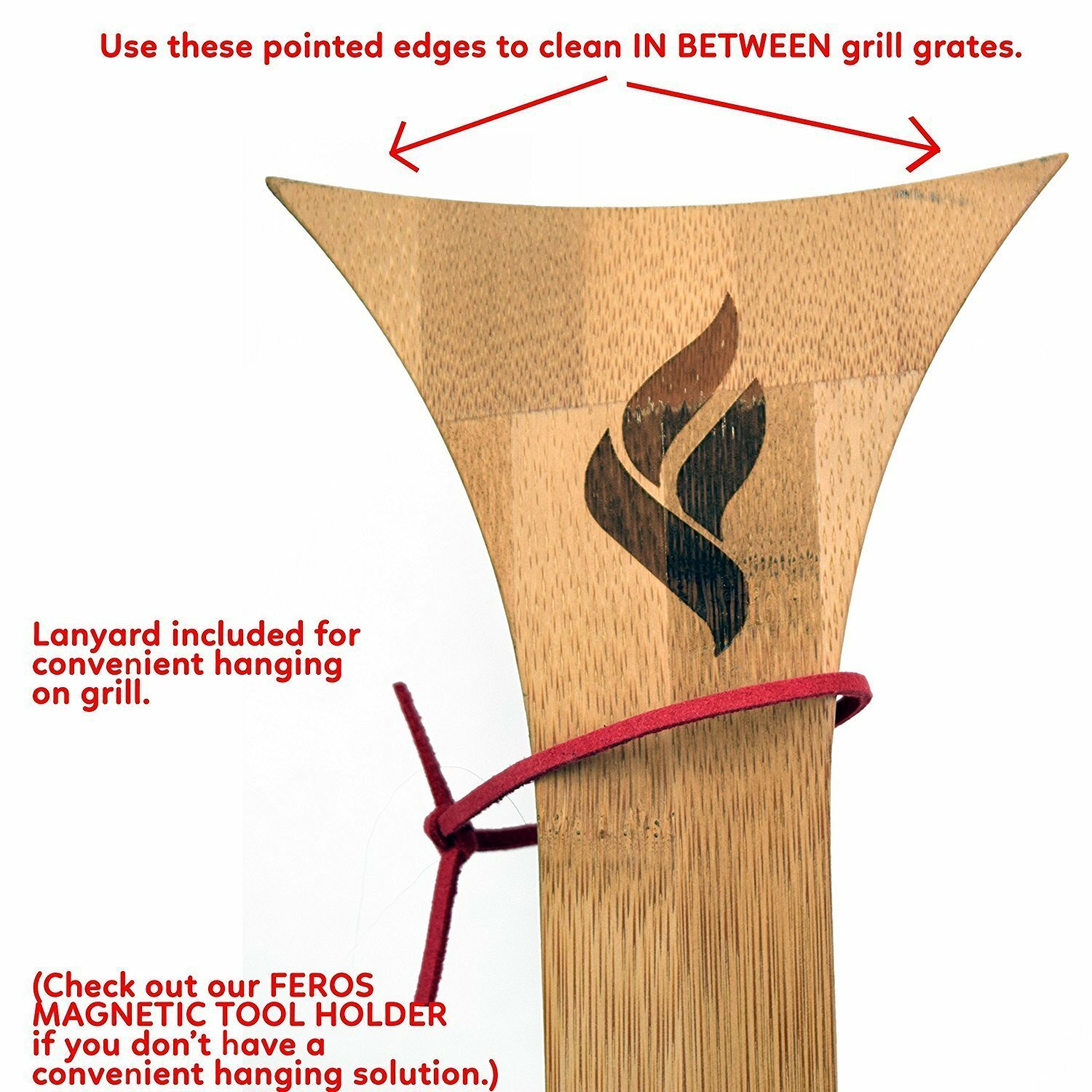 Wooden BBQ Grill Scraper Tool -- ORIGINAL FEROS SAFER SCRAPER