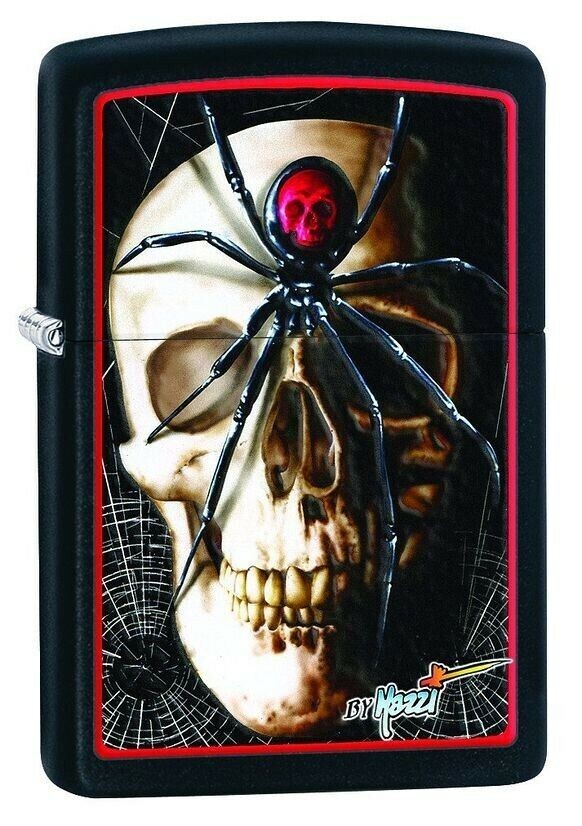 Zippo Mazzi Black Widow Skull Black Matte 28627